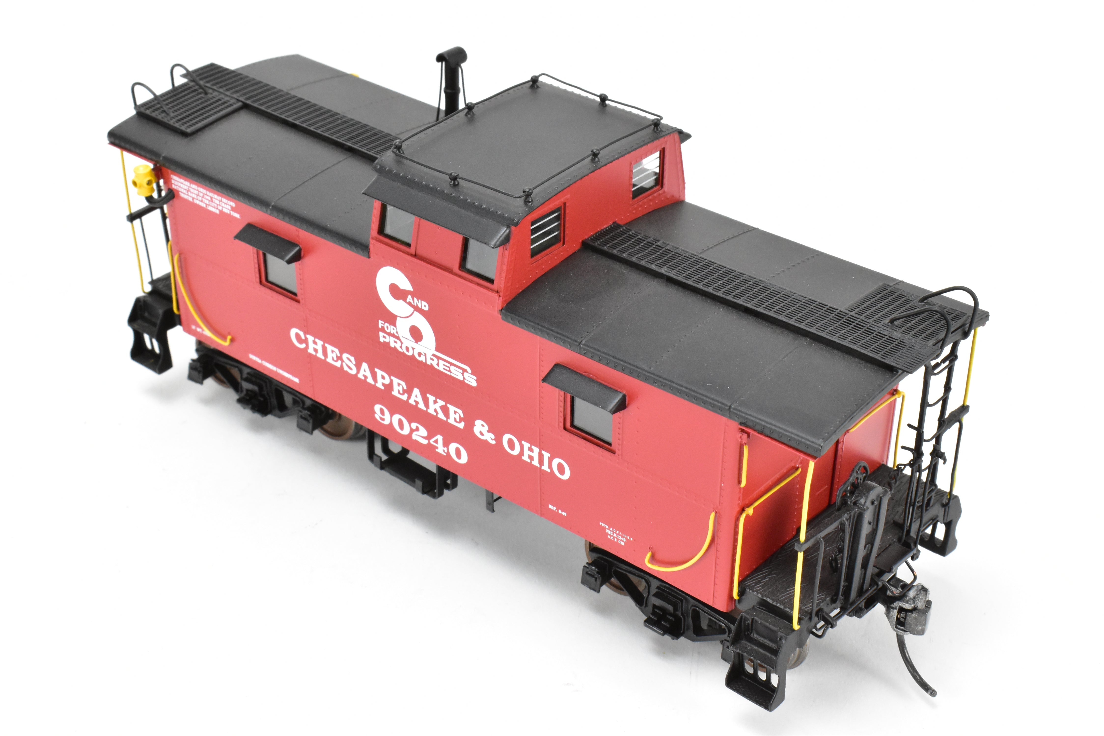 1:48th O Scale Brass Sunset 2-Rail C&O Chesapeake & Ohio Red/Black Steel Caboose #90240