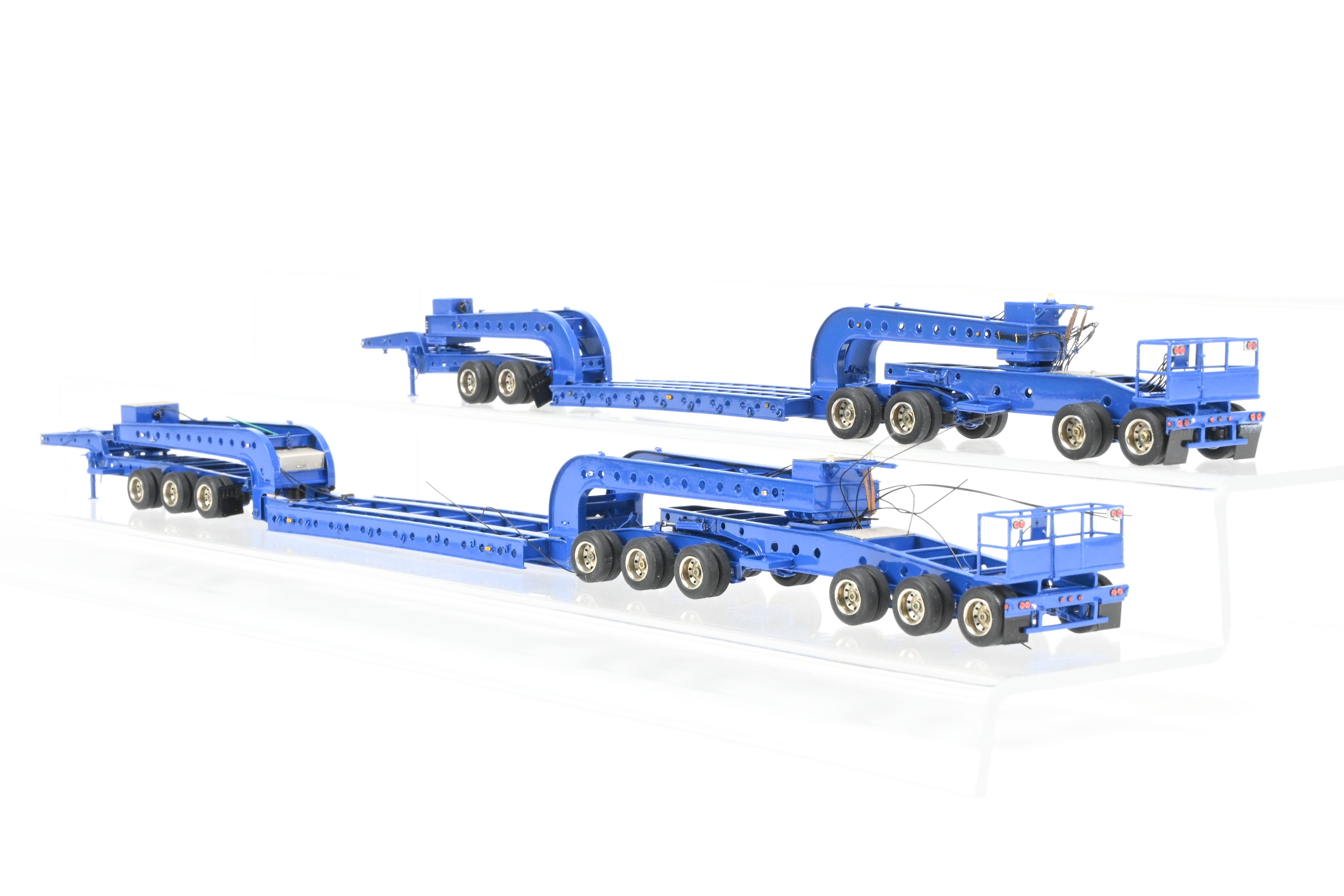 HO Scale Brass Construction OMI - Overland Models, Inc. Nelson Miller Transfer Extremely Rare One-of-a-Kind Pilot Models of 6-Axle and 9-Axle Heavy Haul Trailers in FP Blue, Never Produced