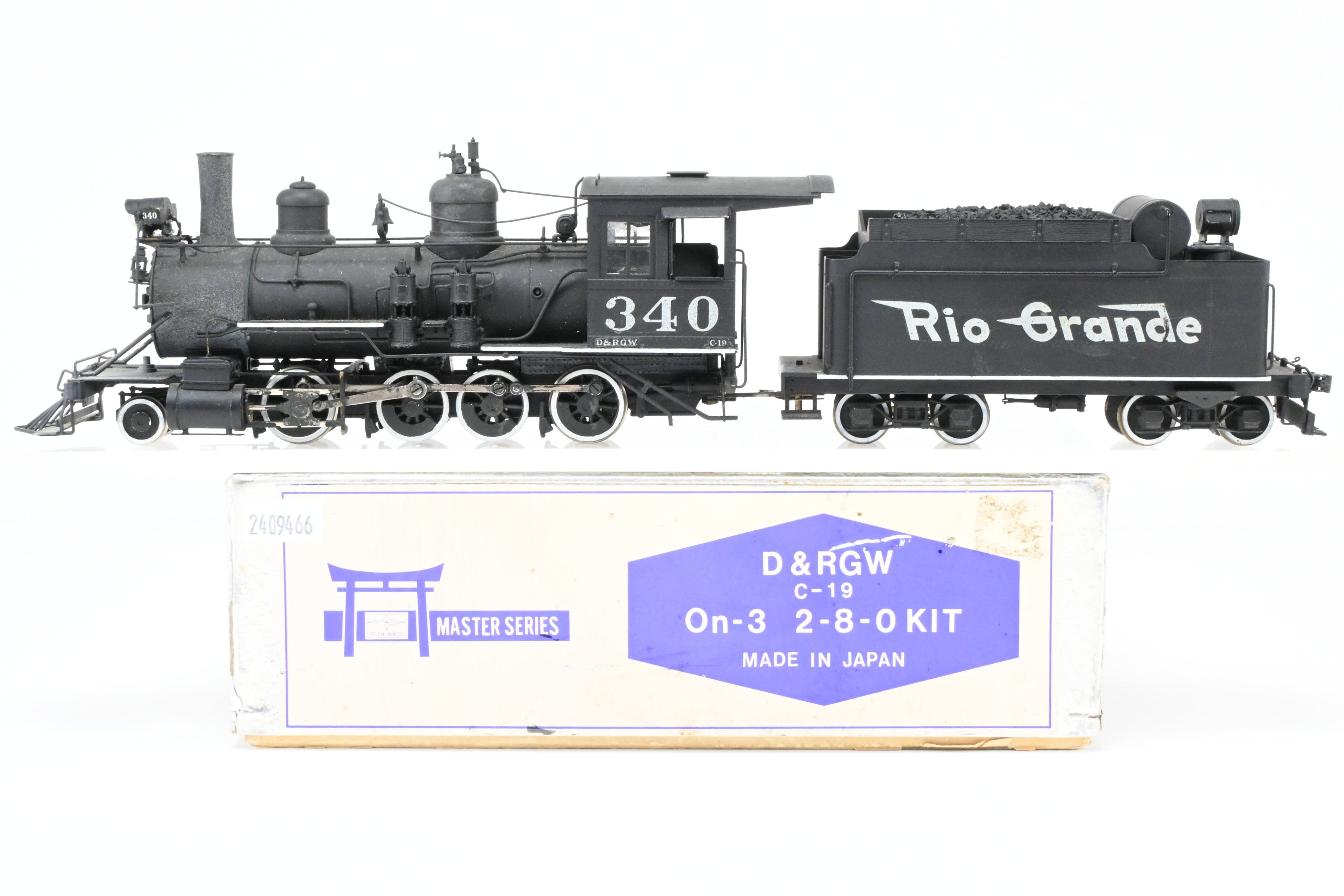 On3 Scale Brass Balboa Model Train - Denver & Rio Grande Western C-19 2-8-0 Class, Weathered CP #340 Replica