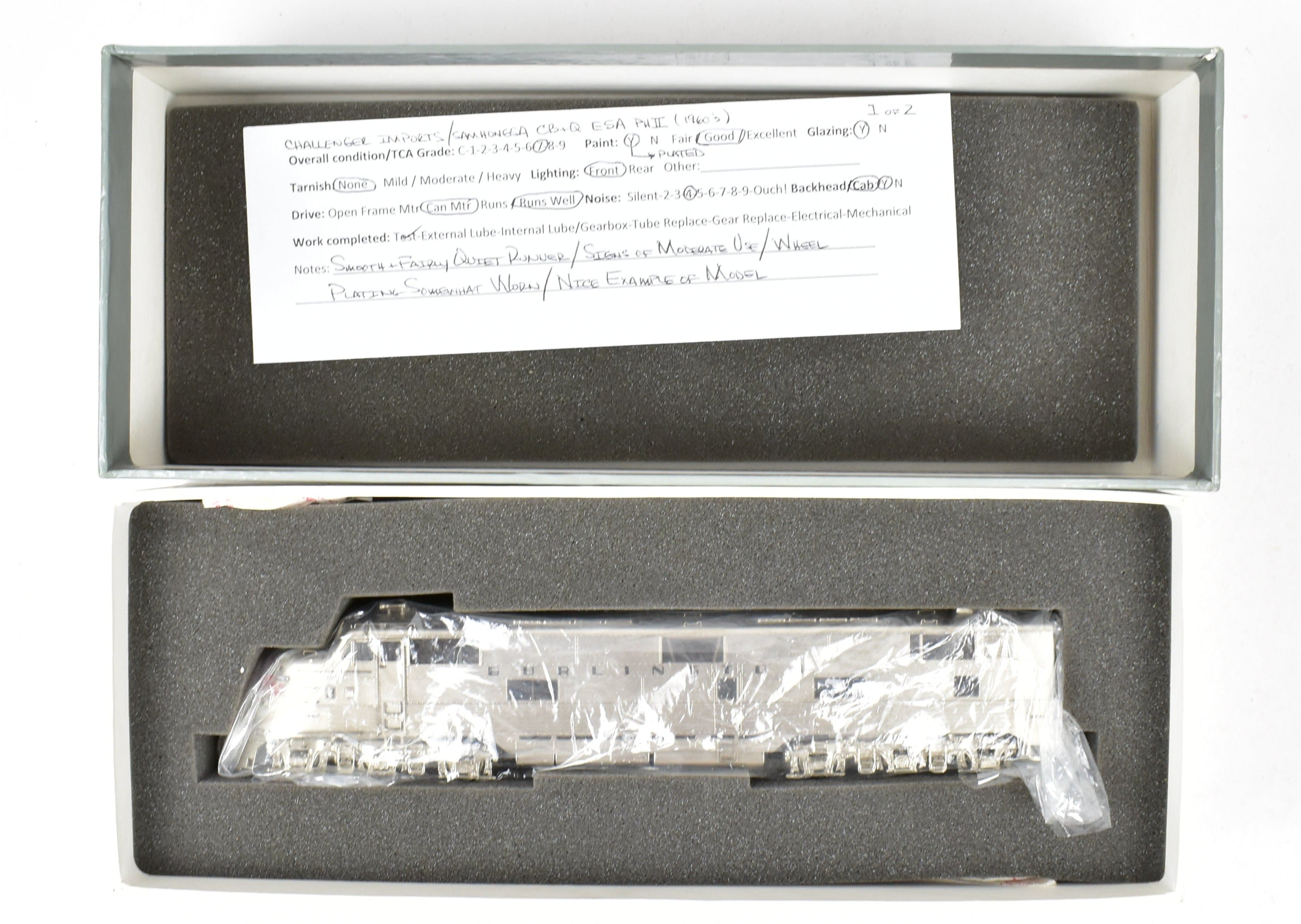 HO Scale Brass Locomotive Set - Challenger Imports CB&Q - Burlington Route EMD E5 PH - II A/B Set FP 9912A with 1960's Design Scheme