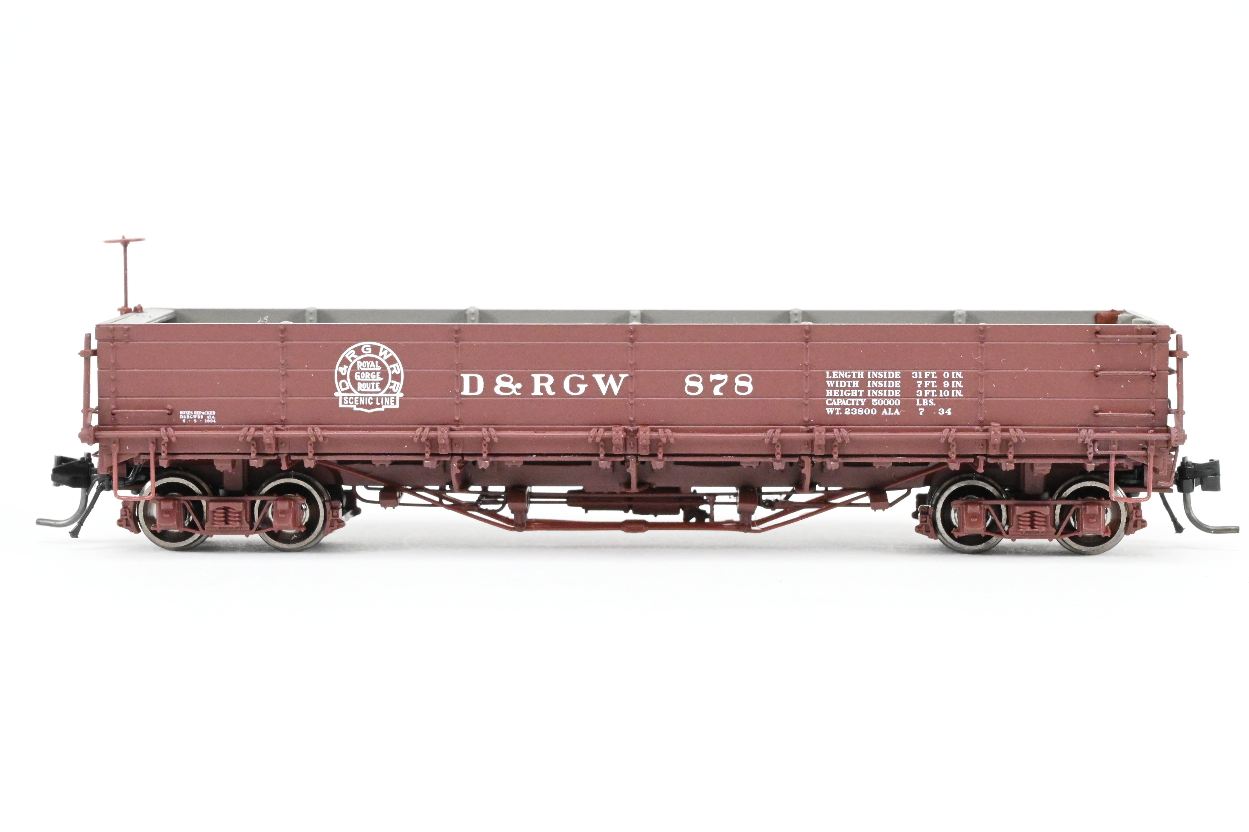 HOn3 Blackstone Models D&RGW - Denver & Rio Grande Western Brown Drop - Bottom Gondola No. 878