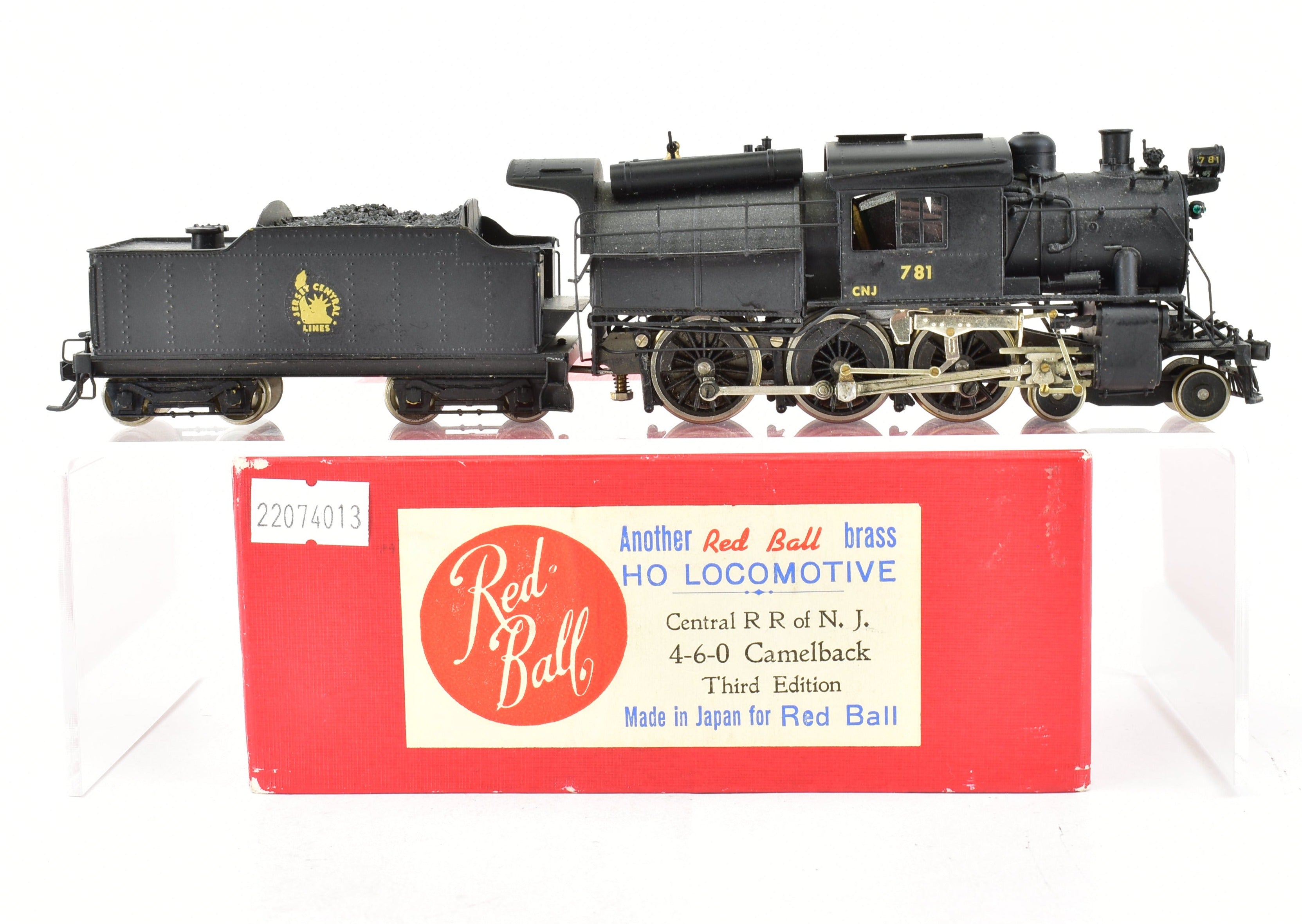 Custom Painted HO Brass Red Ball 4-6-0 Camelback Model of Central Railroad Of New Jersey