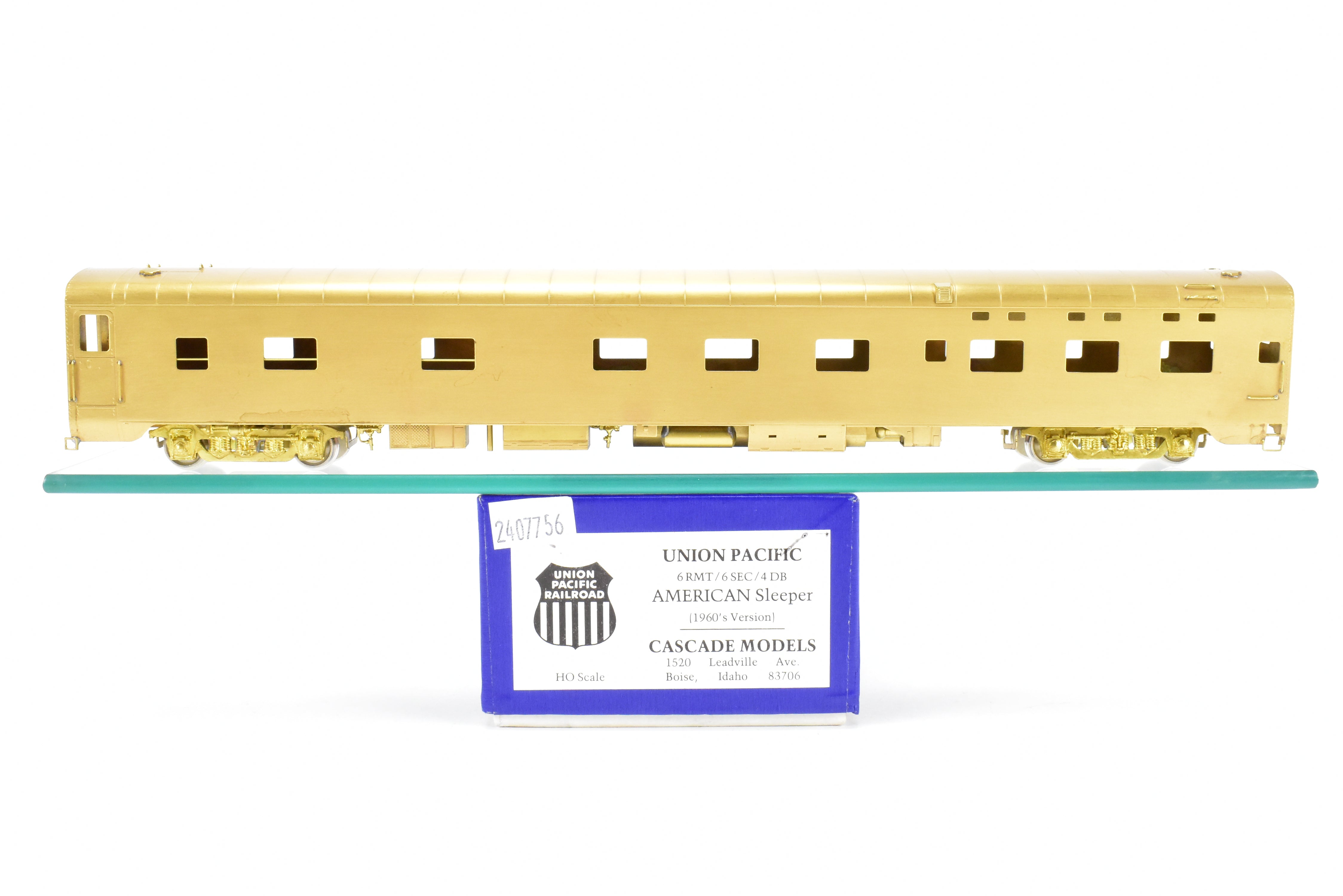 HO Scale Brass Cascade Models Union Pacific (UP) Pullman Standard 6-Section, 6-Roomette, 4-Berth American Sleeper Car from the 1960s Era