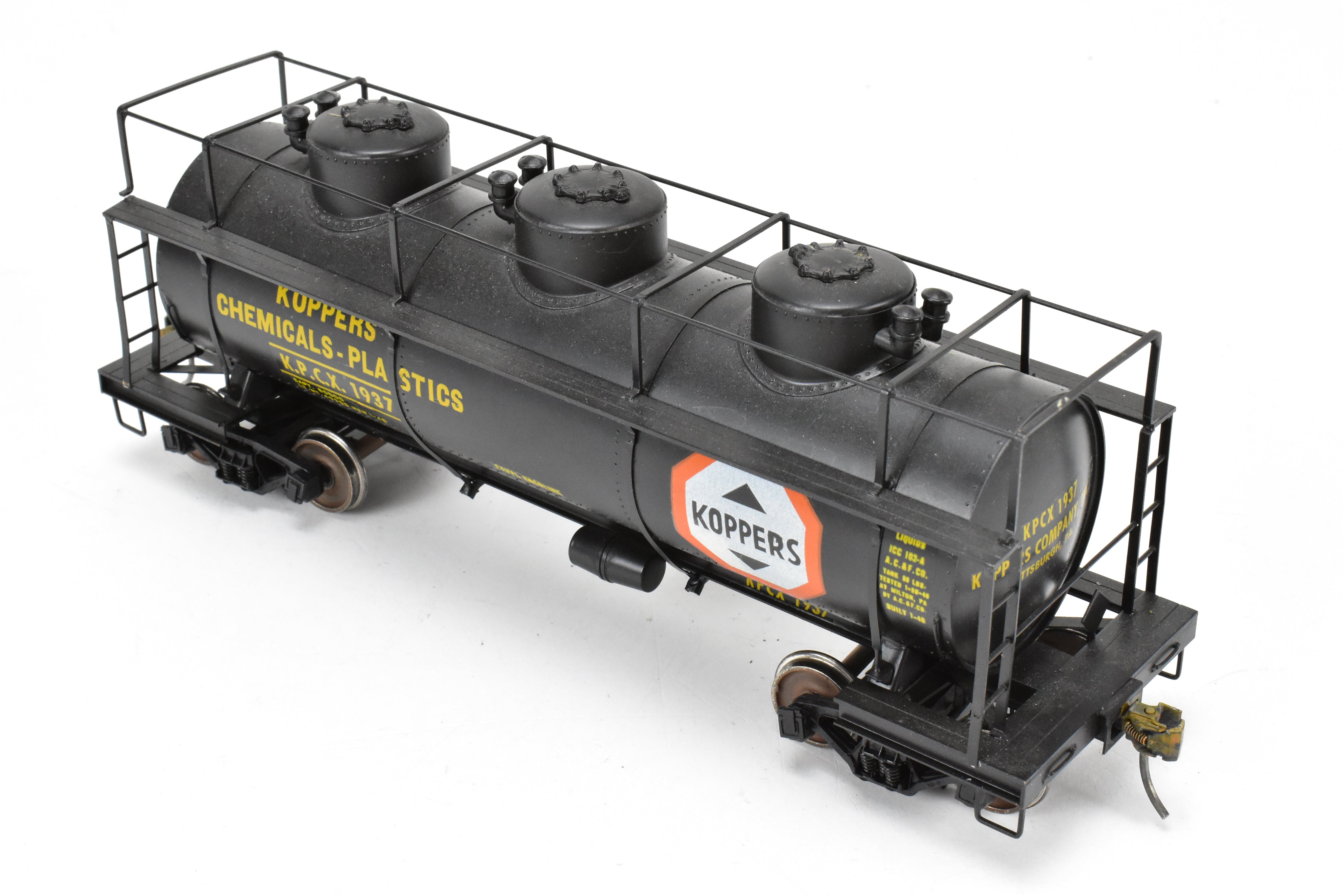 O Scale Brass Max Gray 3 - Dome Tank Car Custom - Painted for KPCX 1937 Koppers Tar