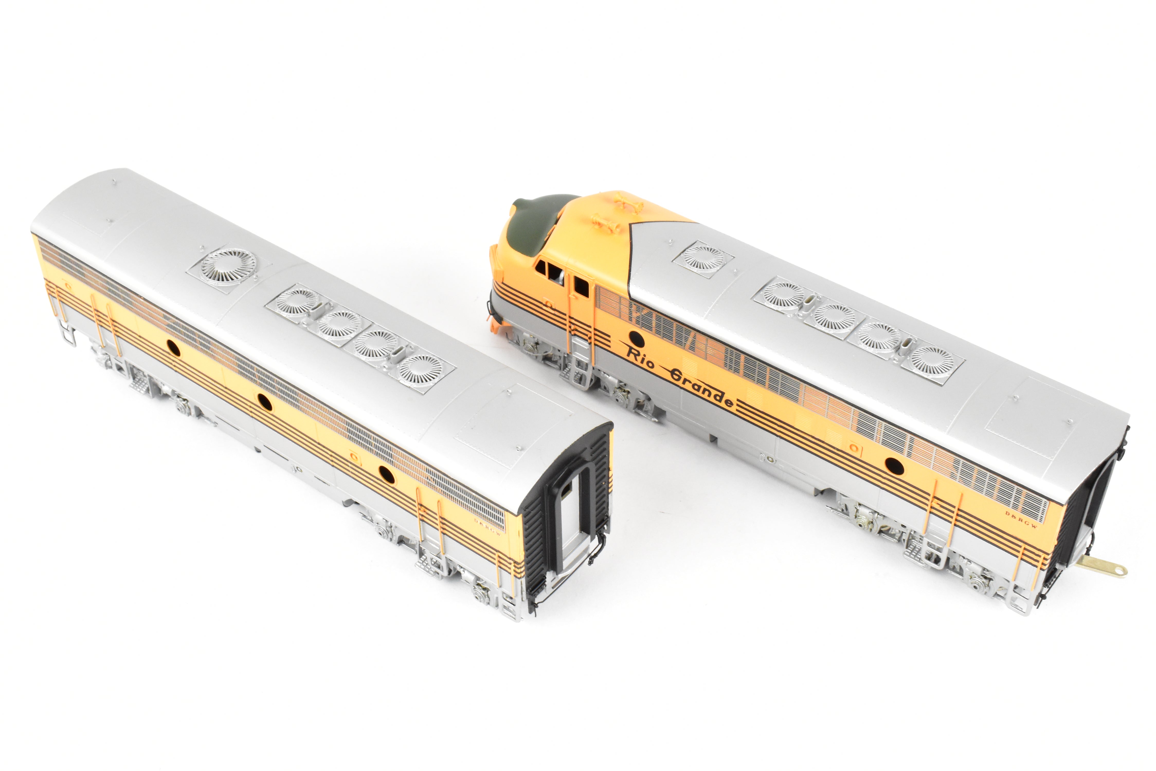 HO Brass Oriental Limited D&RGW EMD F7 A/B/B/A Set, 1500 HP, 5-Stripe Paint
