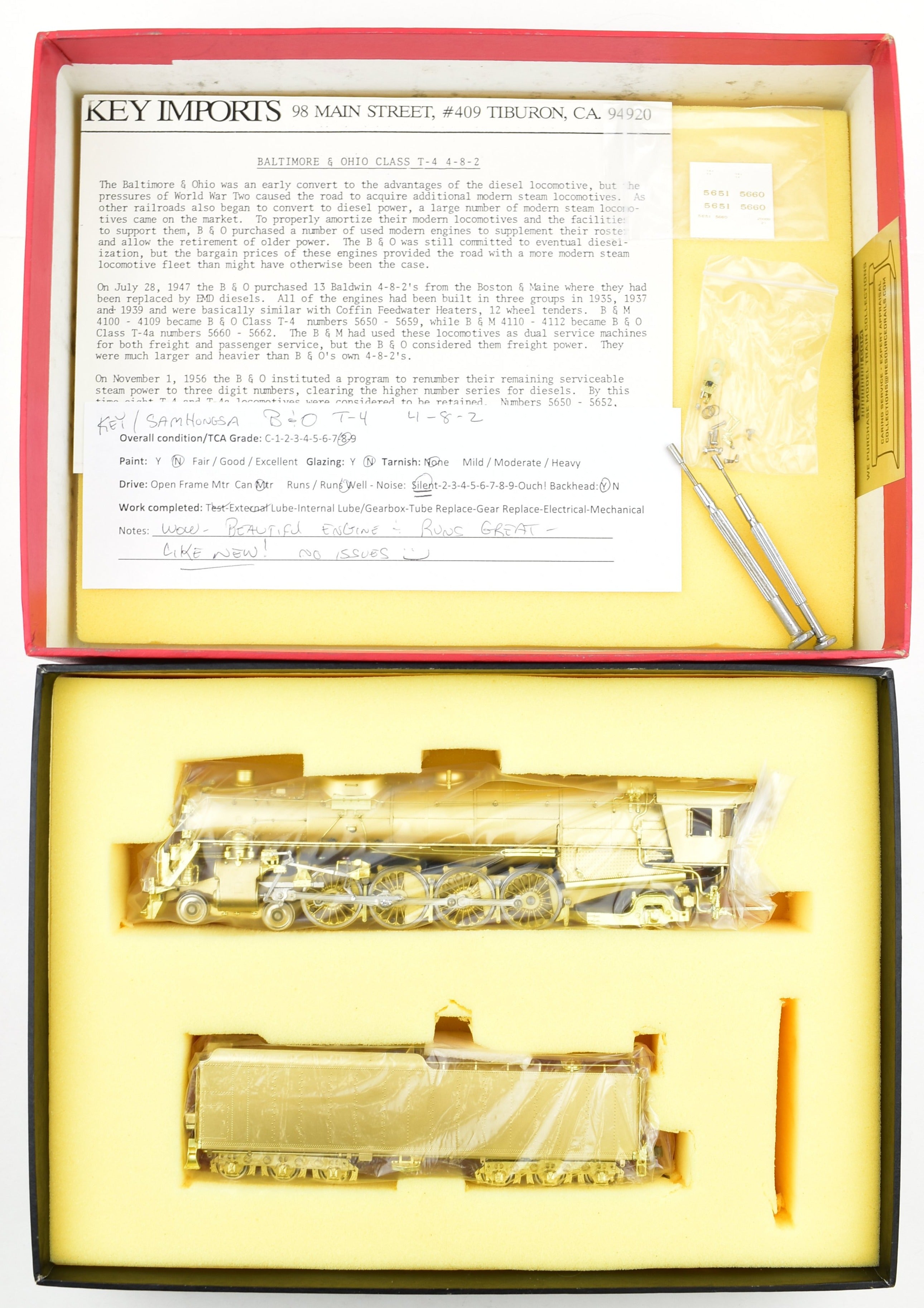 HO Scale Brass B&O - Baltimore & Ohio T-4 4-8-2 Mountain Key Imports Model