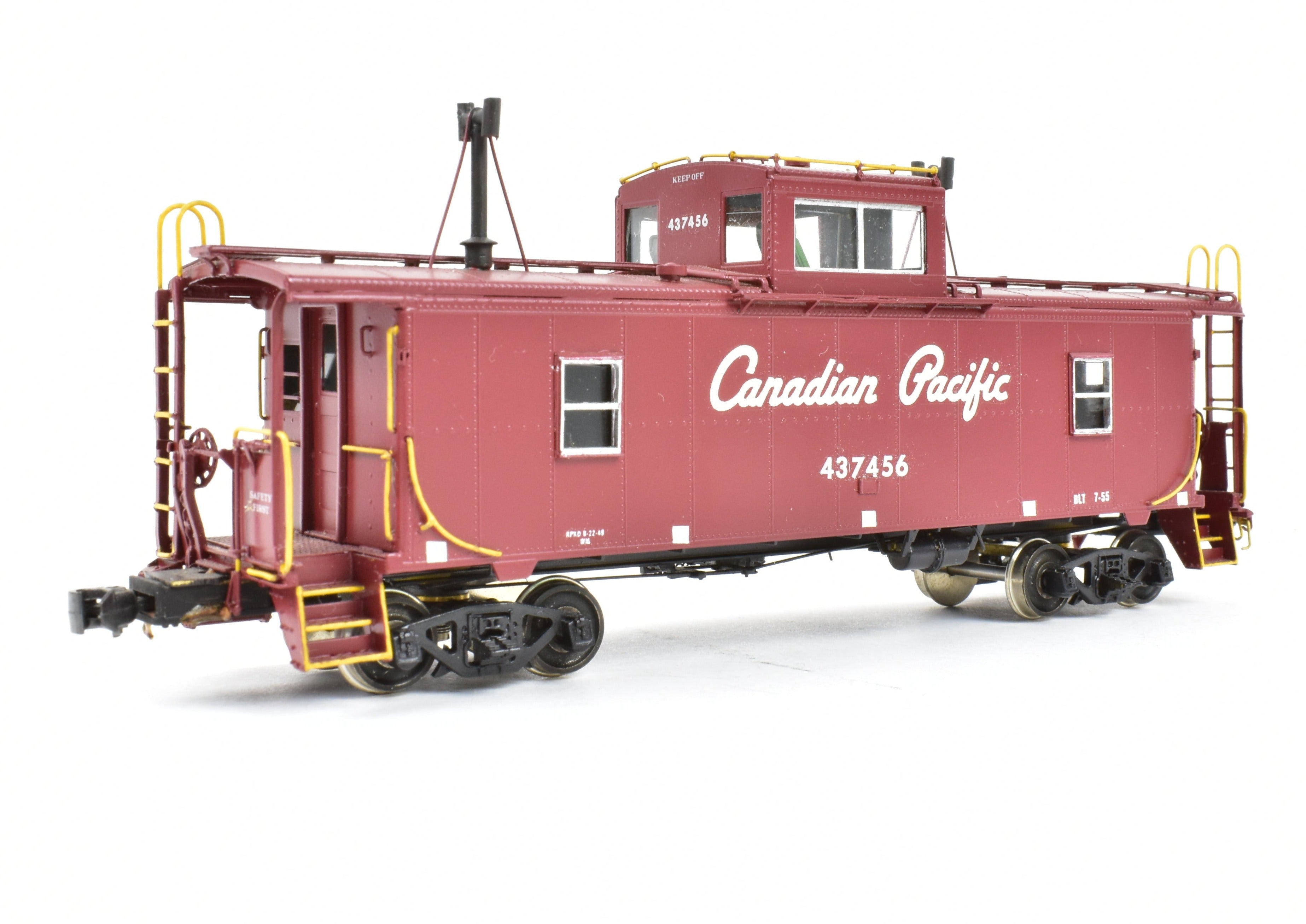 HO Scale Brass OMI - Overland Models, Inc. Canadian Pacific Railway Steel Caboose with Centered Straight Cupola Professionally Painted #437456