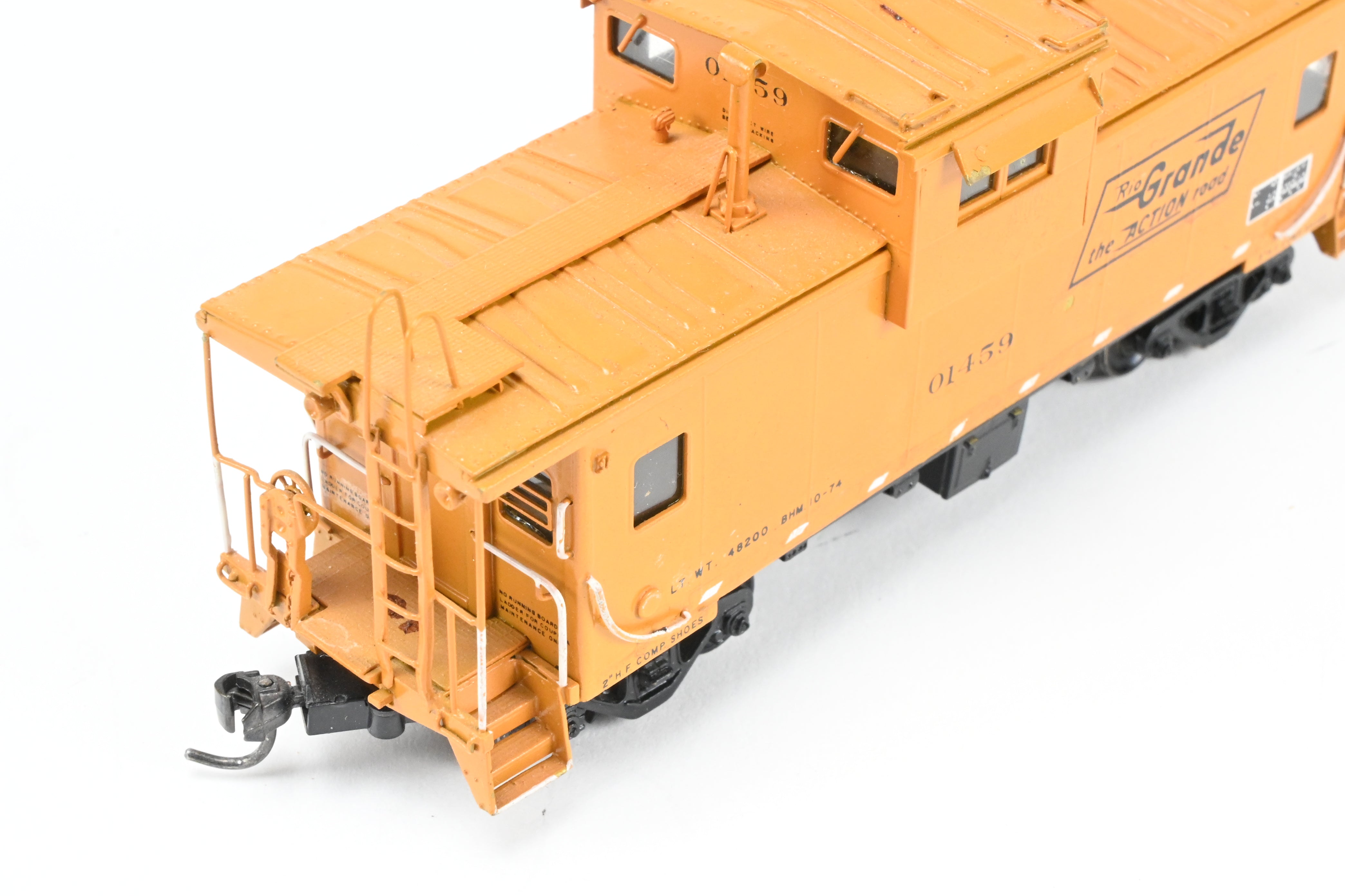 HO Scale Brass Model - Overland Models, Inc. D&RGW - Denver & Rio Grande Western Wide Vision Caboose 1500 Class CP in Vibrant Orange, Numbered 01459 for Model Train Enthusiasts
