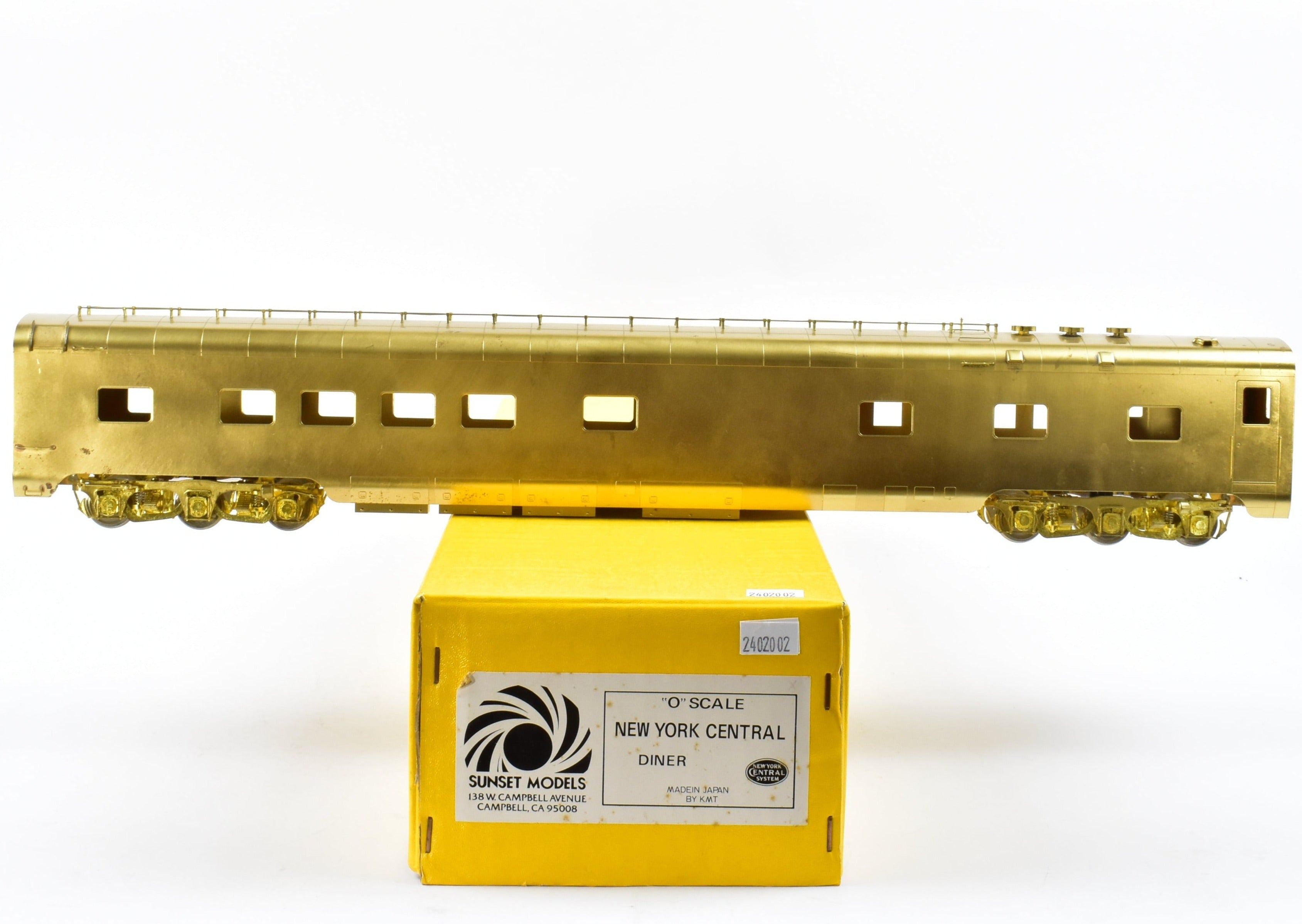 1985 O Scale Brass Sunset Models NYC New York Central Diner with Trucks