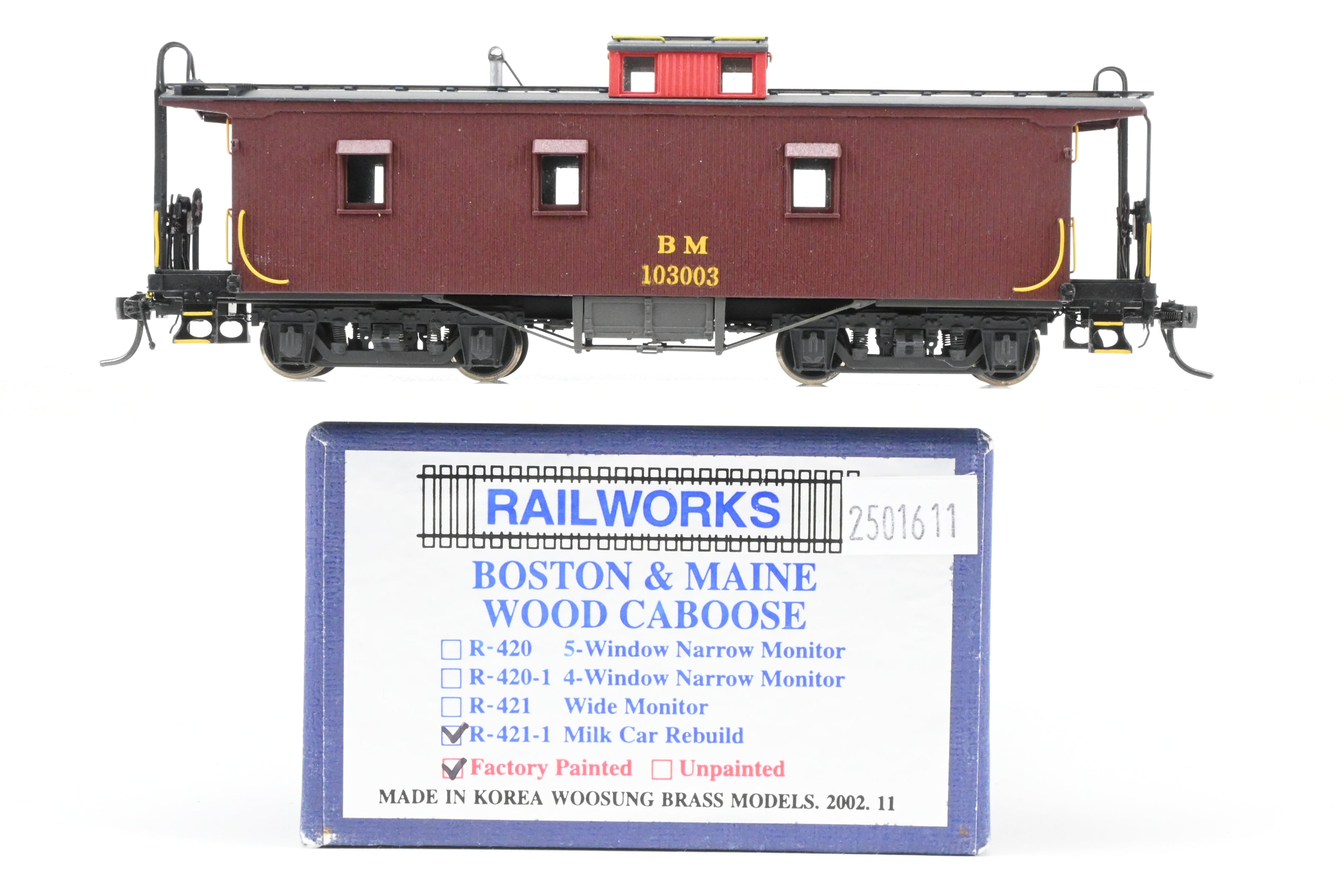 HO Scale Brass Railworks Boston & Maine Rebuilt Milk Car to Caboose Model - FP No. 103003