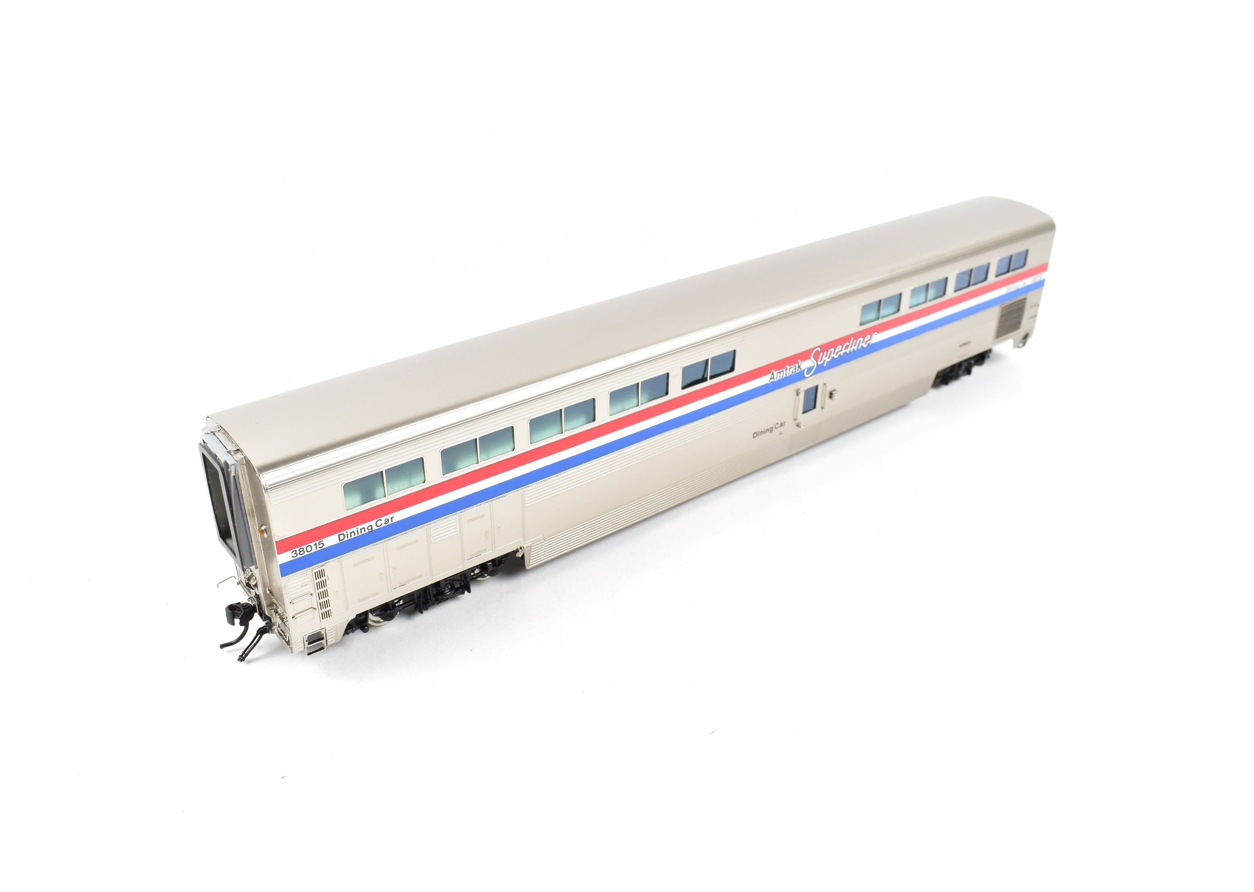 HO Scale Brass Amtrak Superliner Dining Car Model by Overland Models, Inc. - Custom Lettered No. 38015 for Western Long - Distance Trains