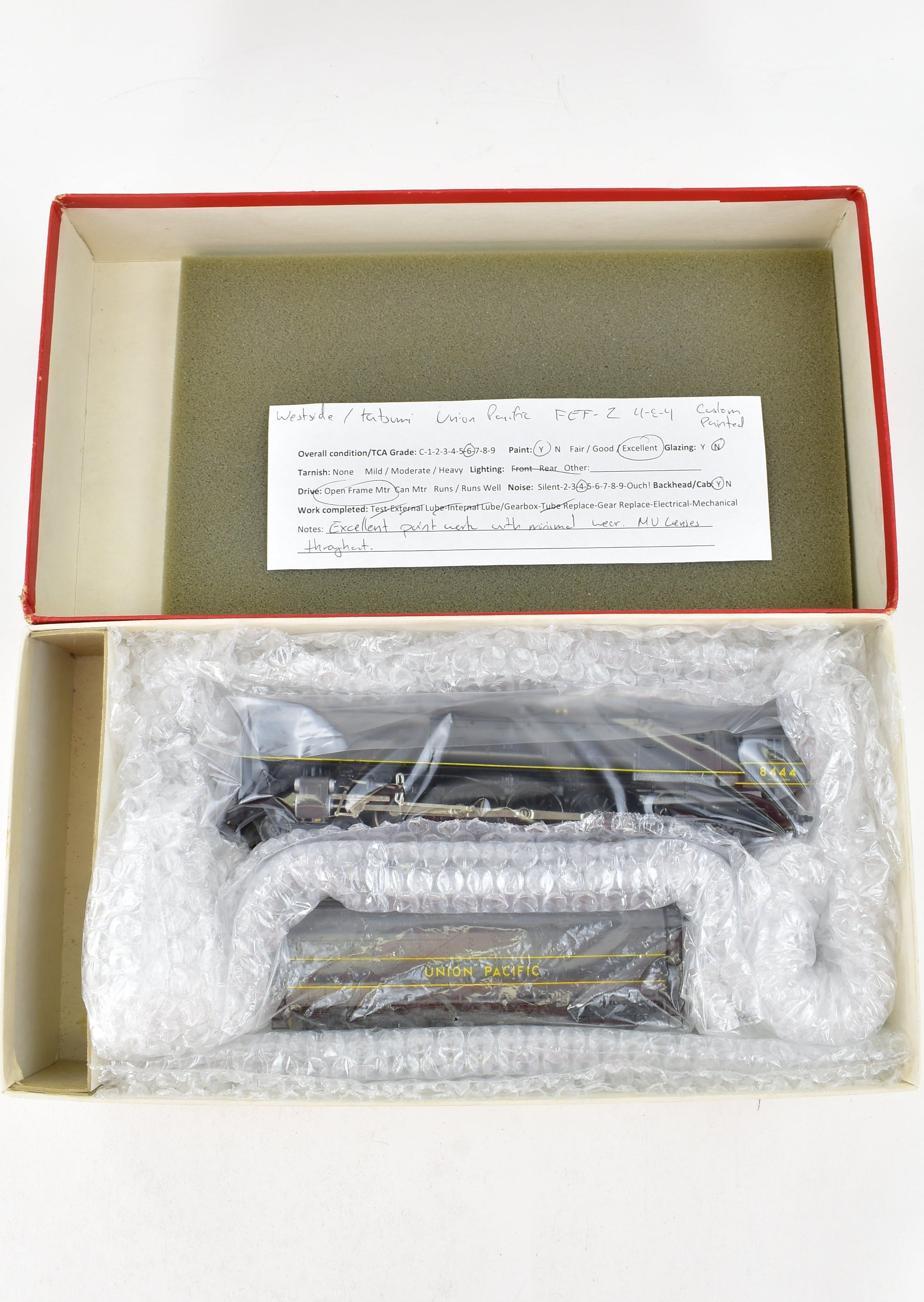 HO Scale Brass Model Train by Westside Model Co. - Union Pacific Class FEF - 2 4 - 8 - 4 Professionally Painted Locomotive No. 8444