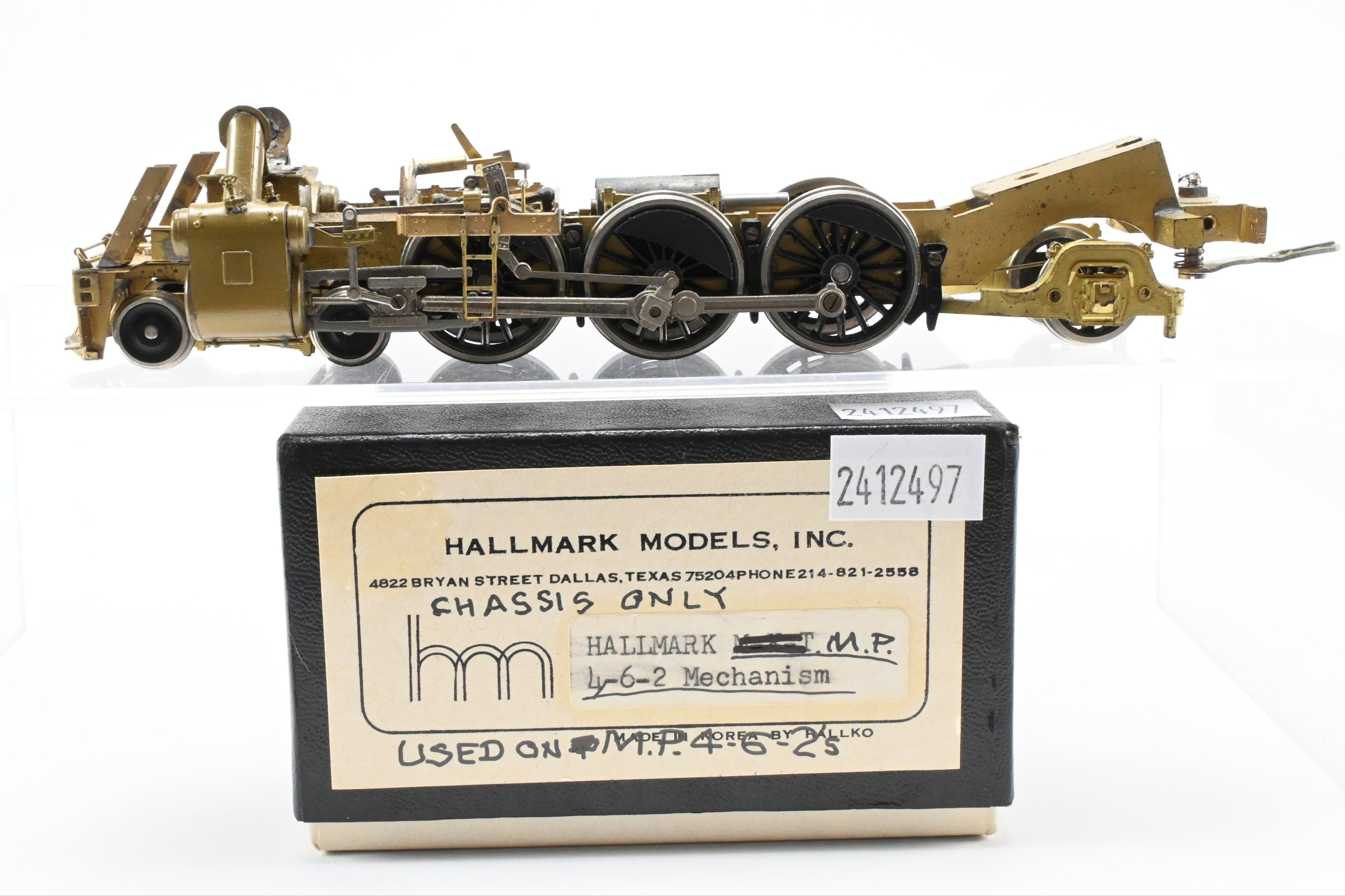 HO Scale Brass Hallmark Models MKT - Missouri Kansas Texas 4-6-2 H-3A Pacific Steam Locomotive Chassis Mechanism (Without Motor)