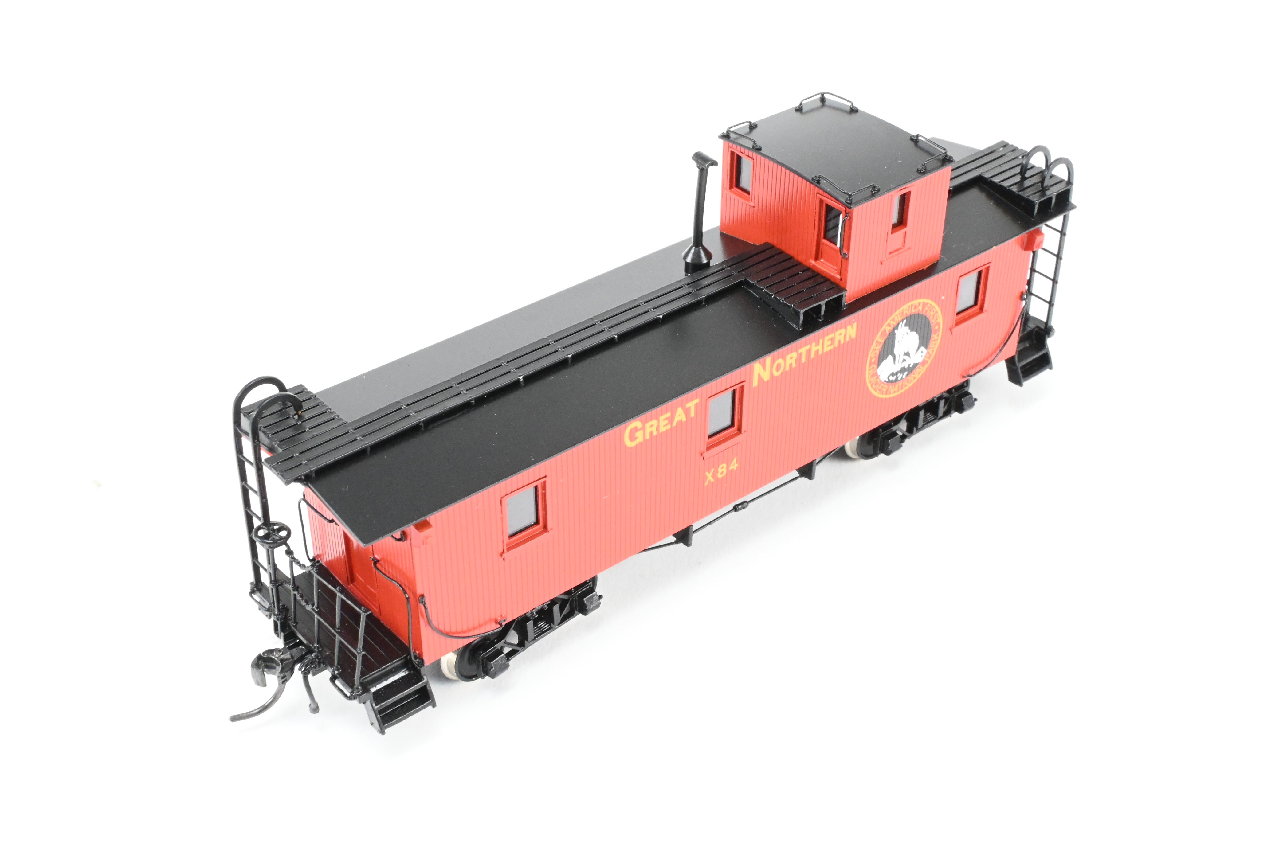 HO Scale Brass North Bank Line Great Northern 33-Foot Truss Rod Caboose Model, Product No. X84