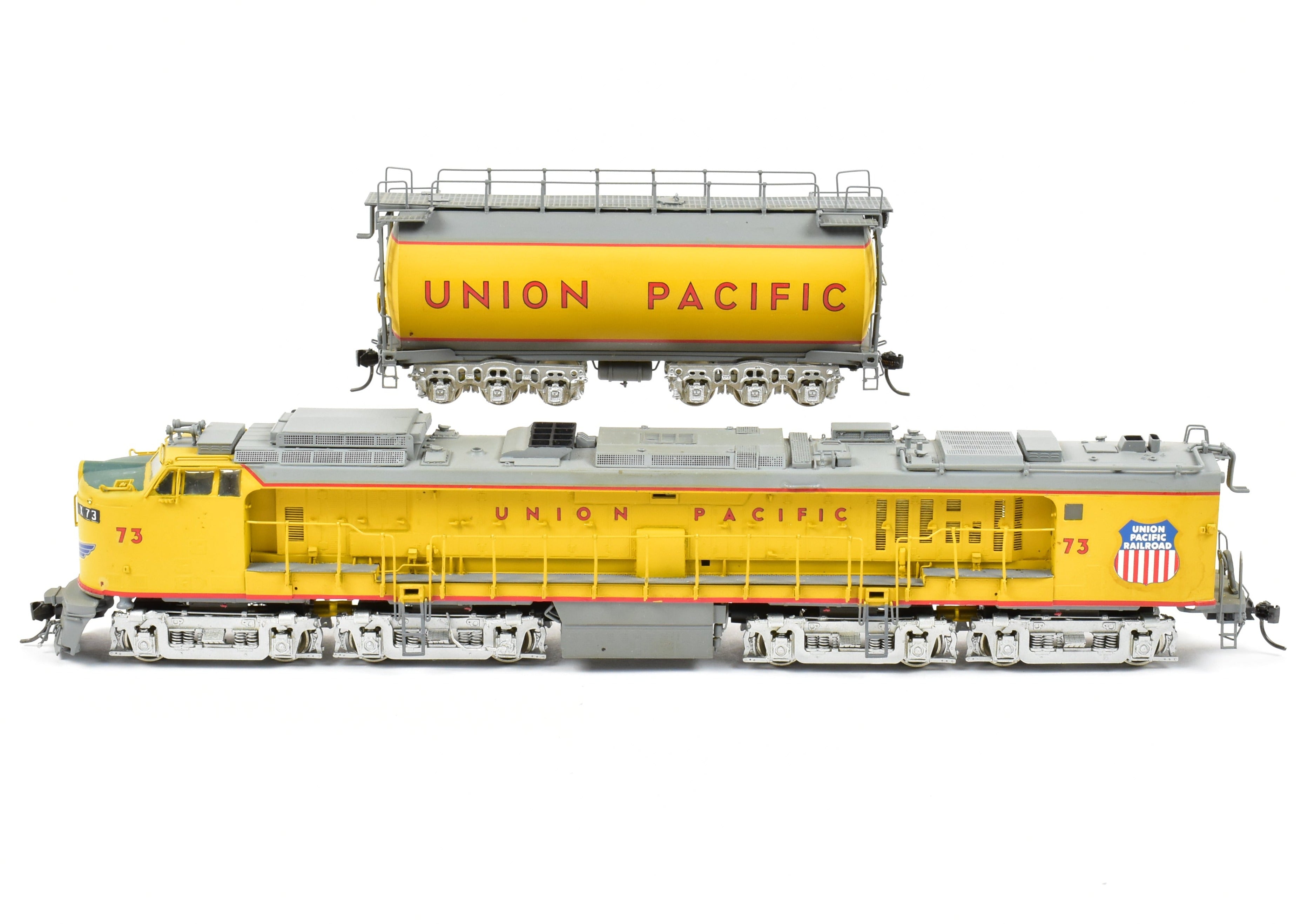 HO Brass OMI UP Union Pacific Veranda Turbine Round Tender #73 Custom Painted
