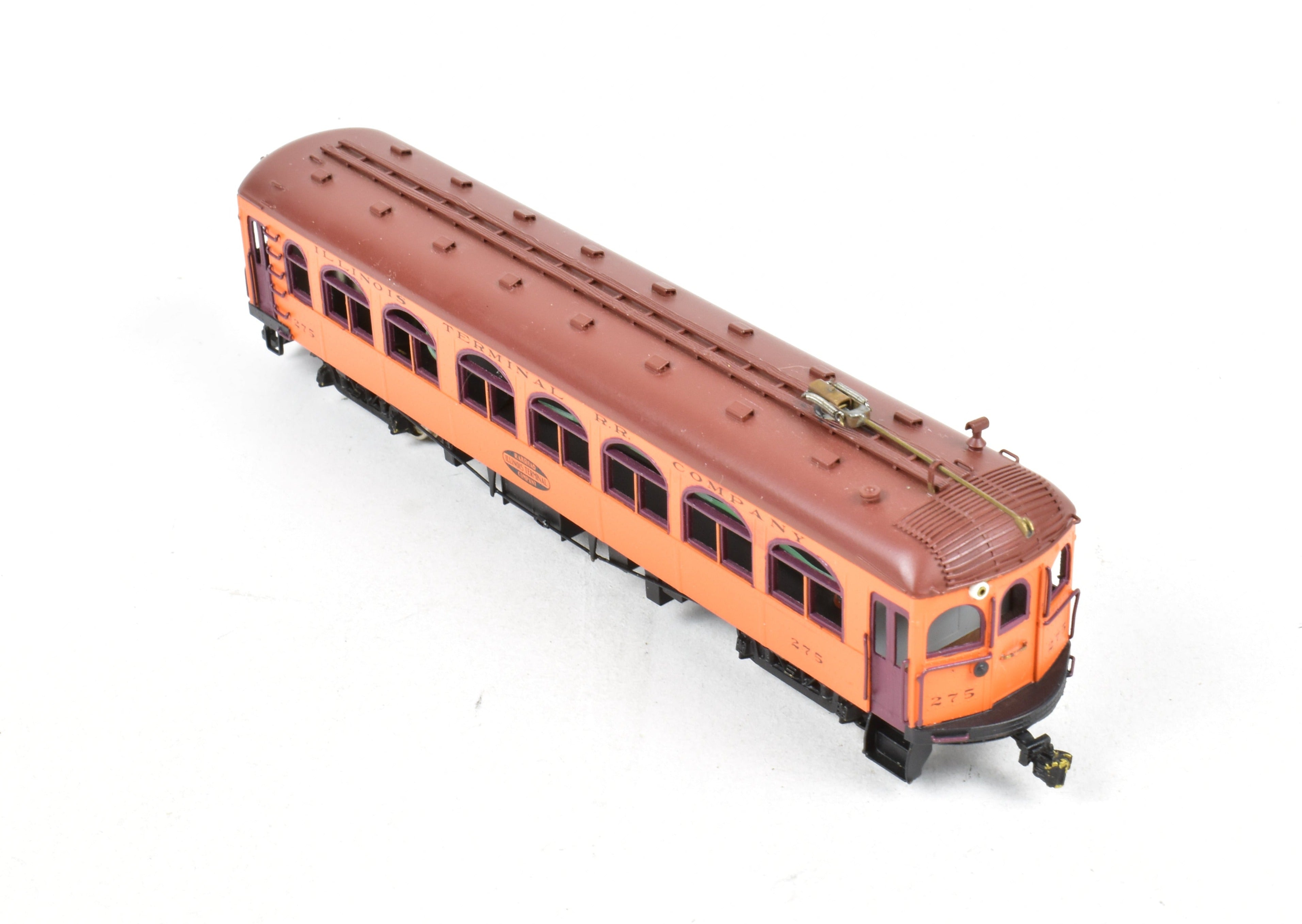 HO Scale Brass Illinois Traction Tangerine Flyer Powered Combine Model #275 by GSB Rail Associates with Custom Painting