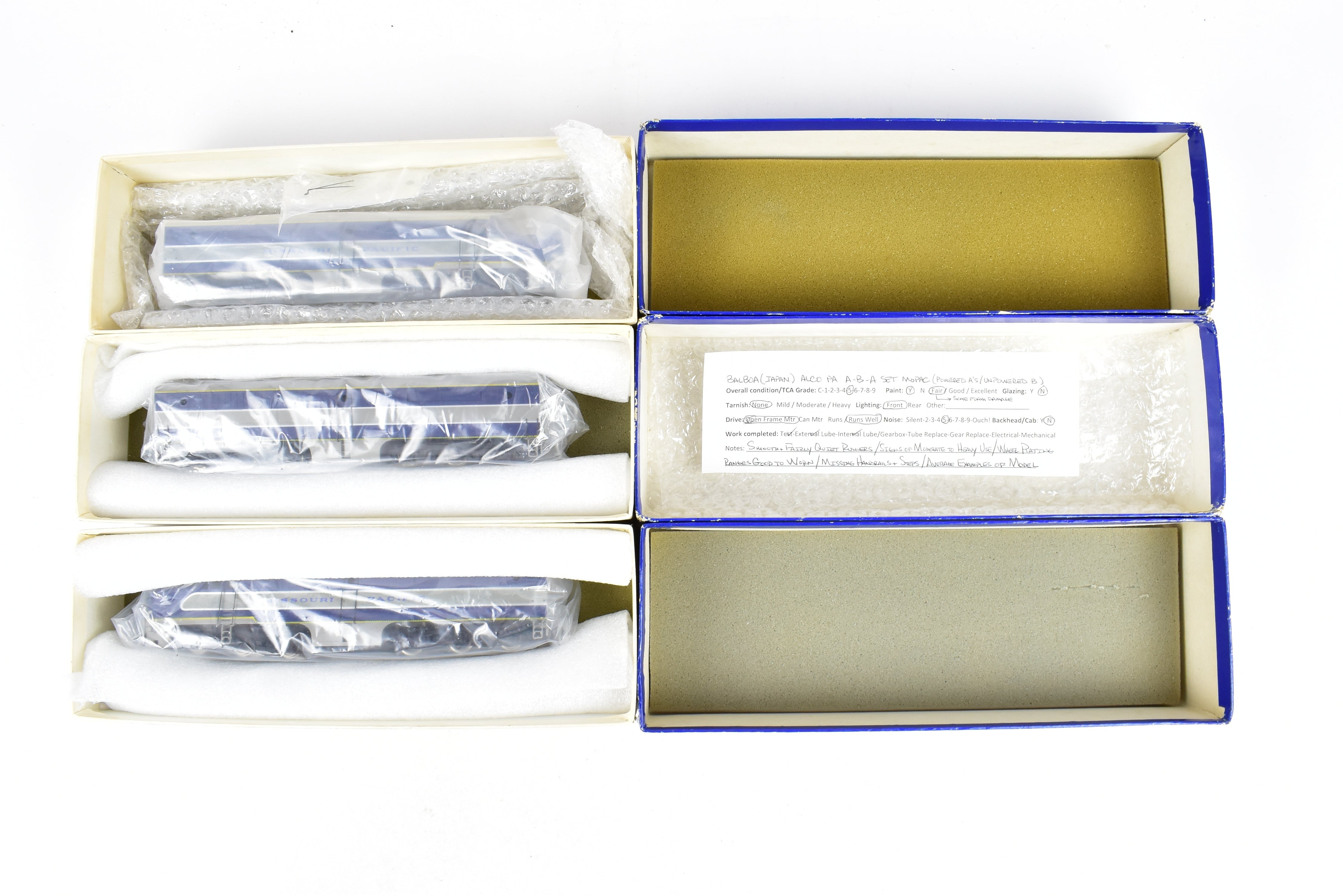 HO Scale Brass Balboa Missouri Pacific PA - 1 A - B - A Locomotive Set in As - Is Condition