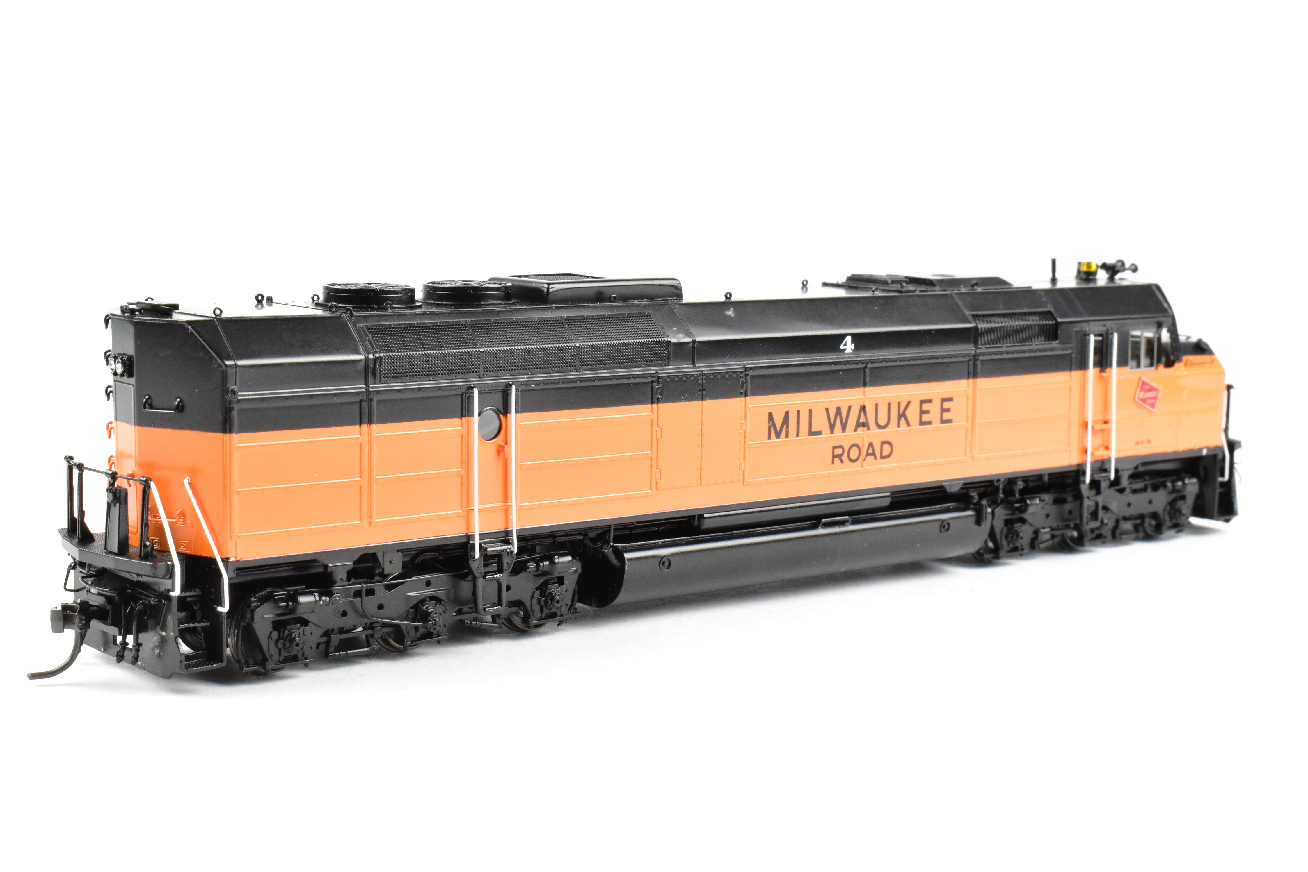HO Scale Brass Freight Train Model - Overland Models Inc. Milwaukee Road EMD FP45 Freight Version from 1970 Era, Number 4 with DCC Function