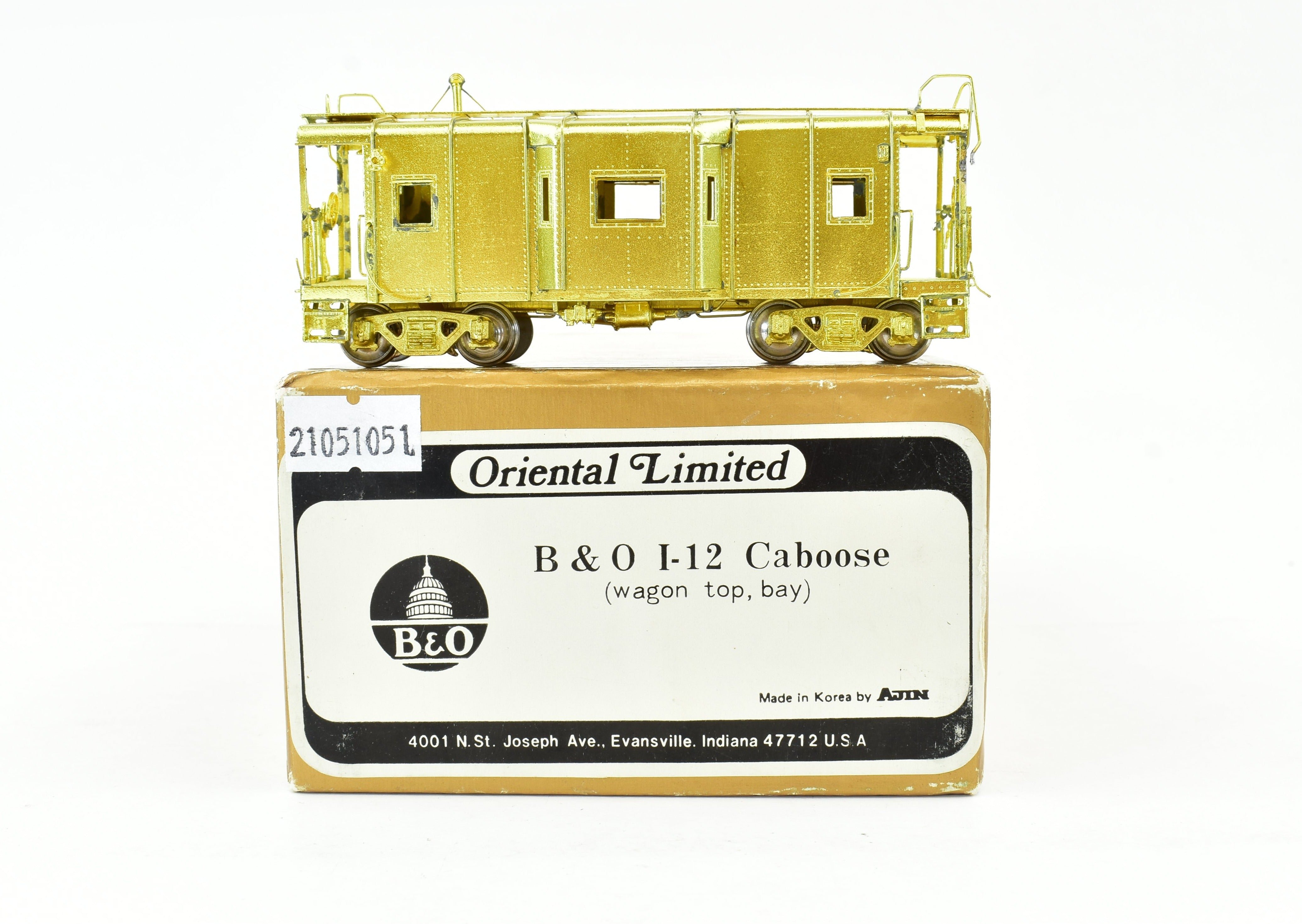 HO Brass Baltimore & Ohio I-12 Wagon Top Bay Window Caboose by Oriental Limited