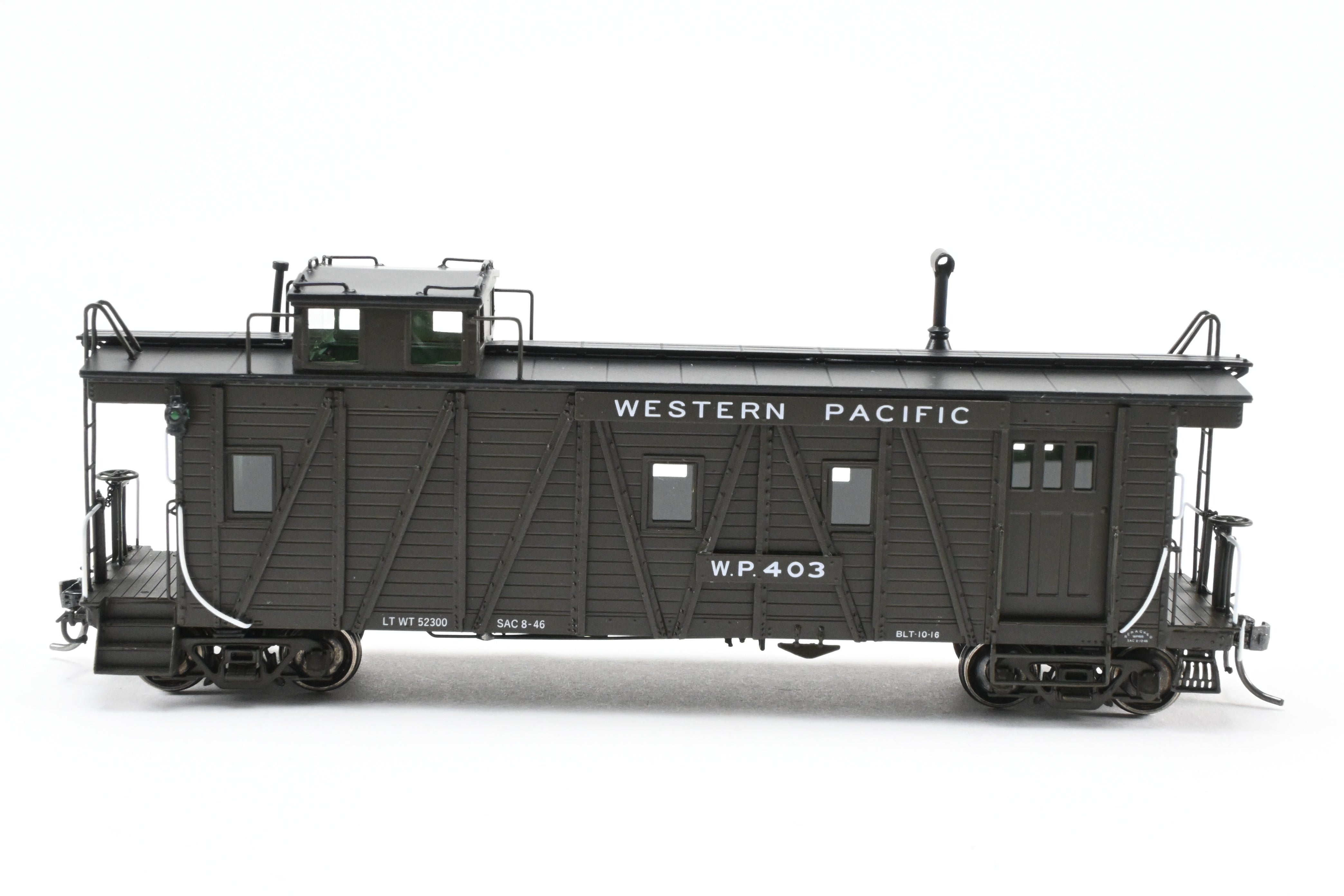 HO NEW Brass North Bank Line WP Western Pacific #403 Pullman Green Caboose with Side Door
