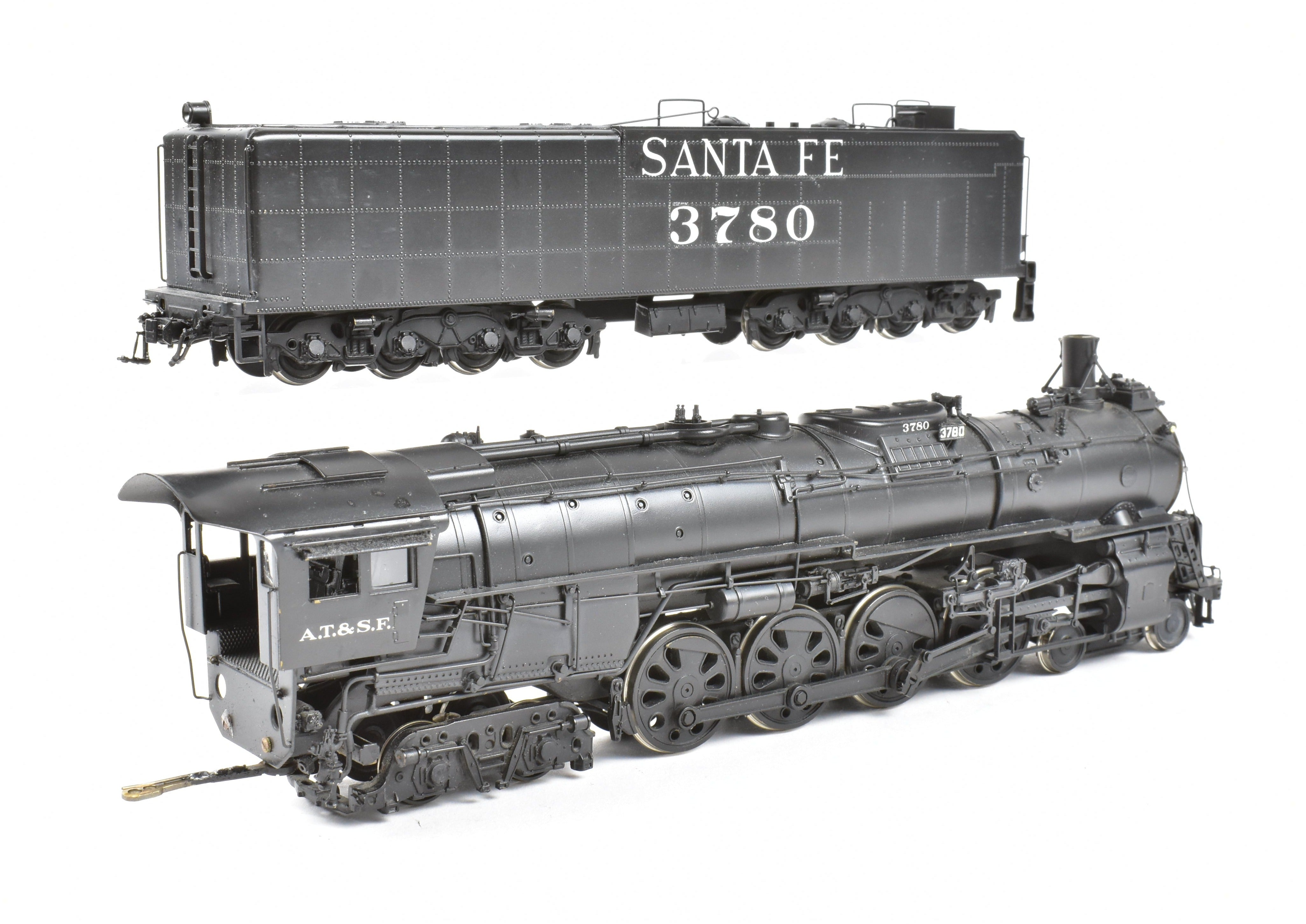 High - Quality HO Scale Brass Model Train CON PFM - United ATSF - Santa Fe 4 - 8 - 4 Northern with Tapered Rods, Custom - Painted Version