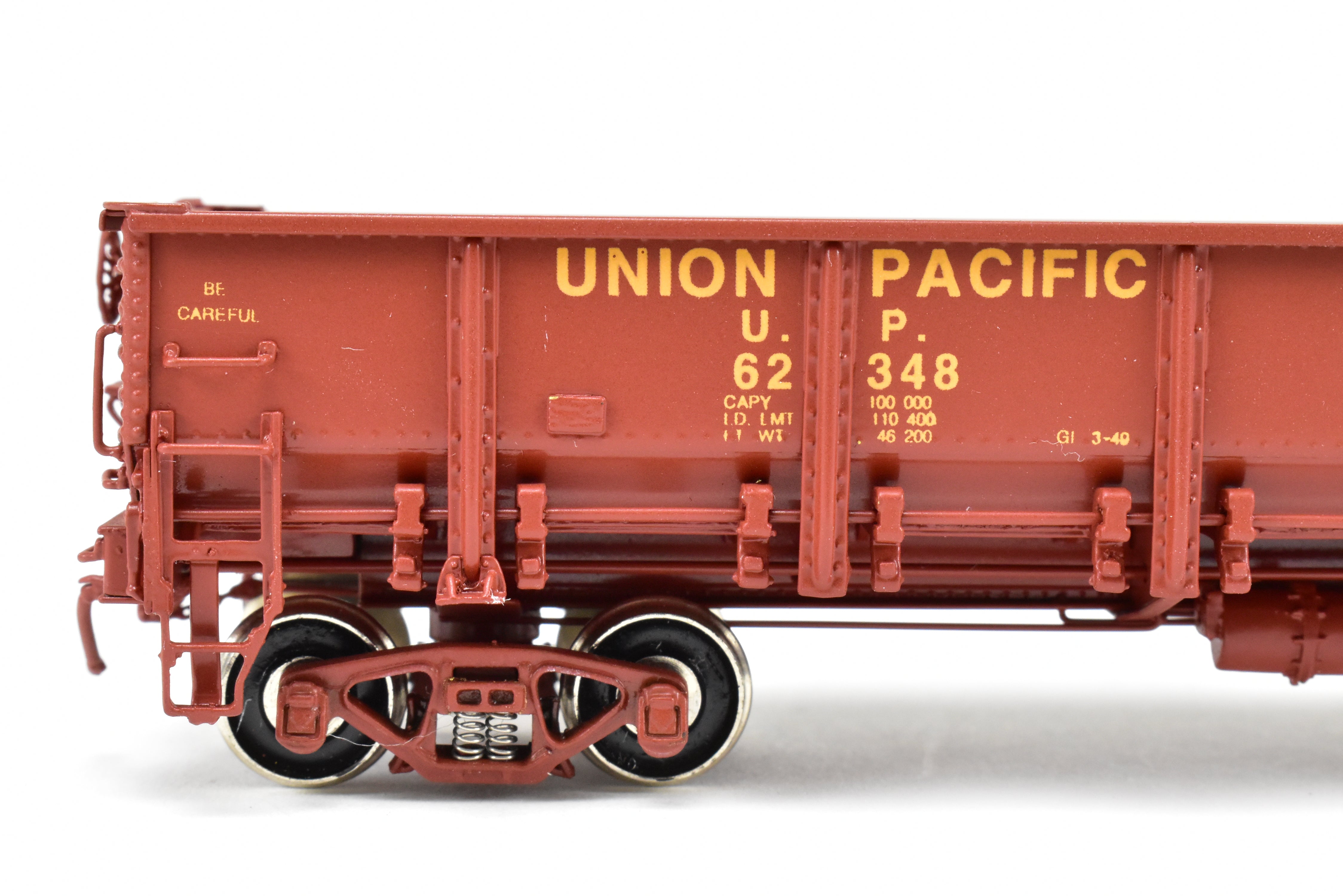 HO Scale Brass Challenger Imports Union Pacific Class G50 - 7 Drop Bottom Gondola Model, Version 2 with Rivet Side Sheets, Factory - Painted and Numbered FP #62348