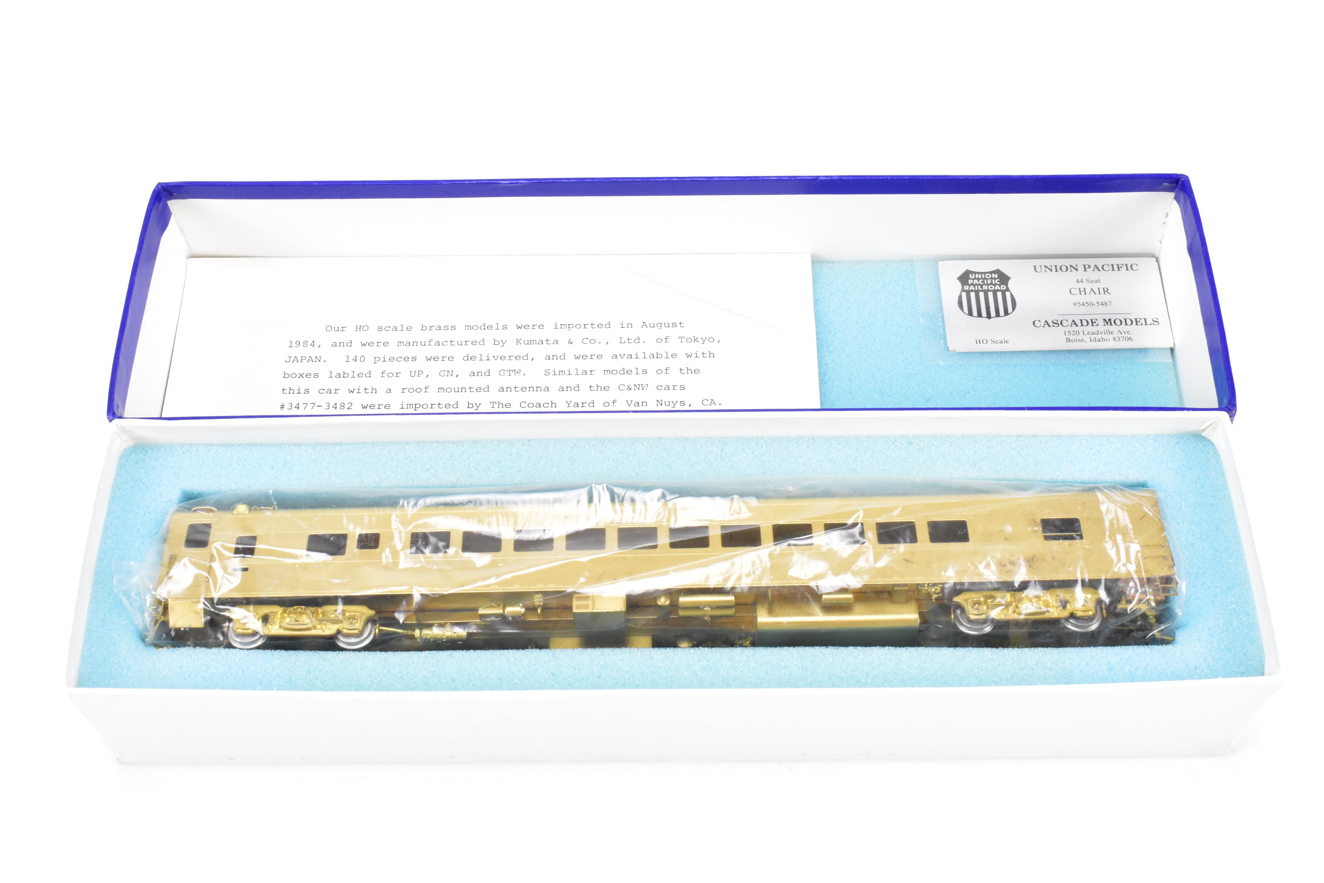 HO Scale Brass Cascade Models Great Northern 44 - Seat Chair Car Models from #1000 to #1007 (Former Union Pacific ACF 5450 - 5487 Series)