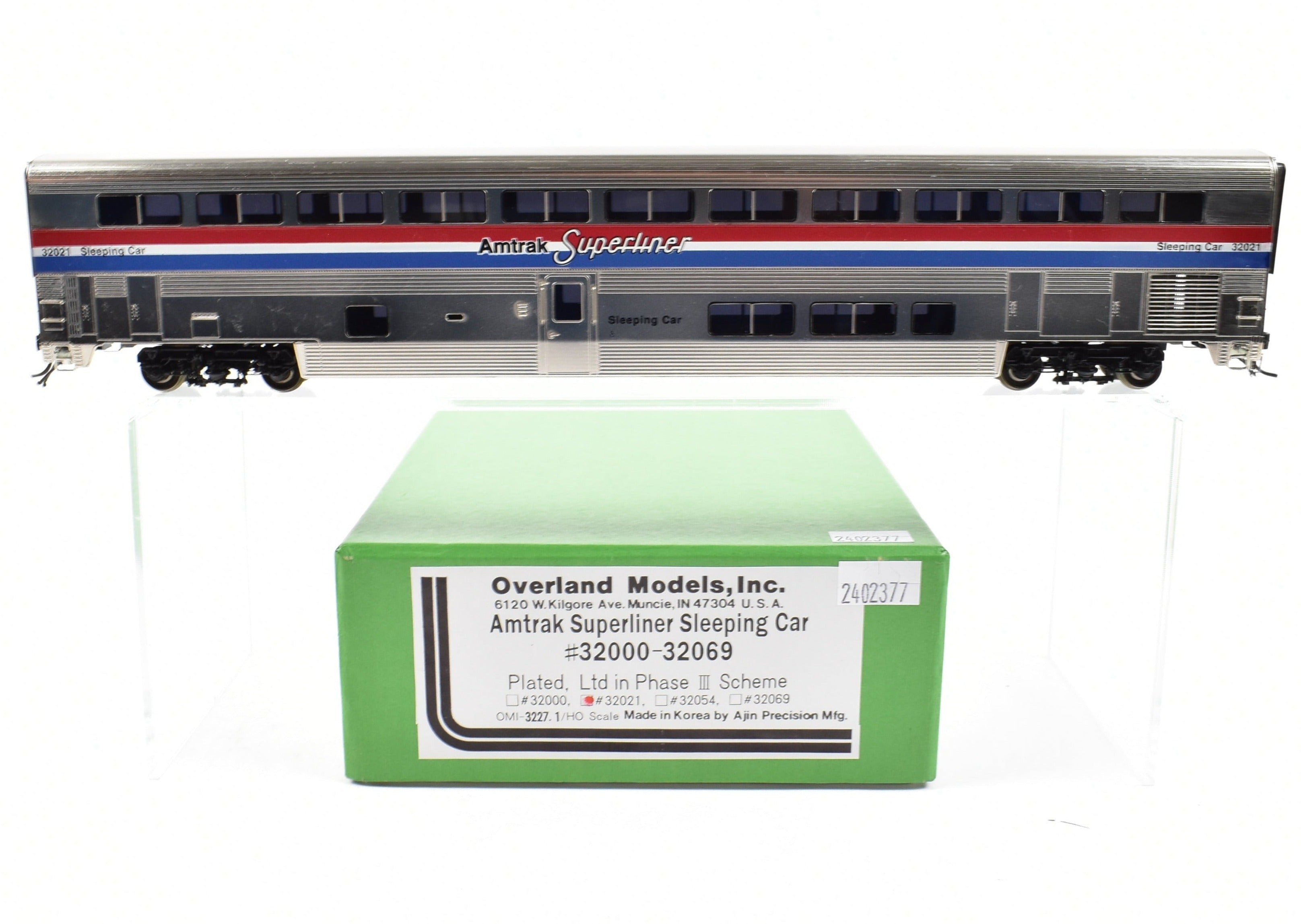 HO Scale Brass Amtrak Phase III Superliner Sleeping Car Model F/P #32021 by Overland Models, Inc. - A Collectible Train Replica