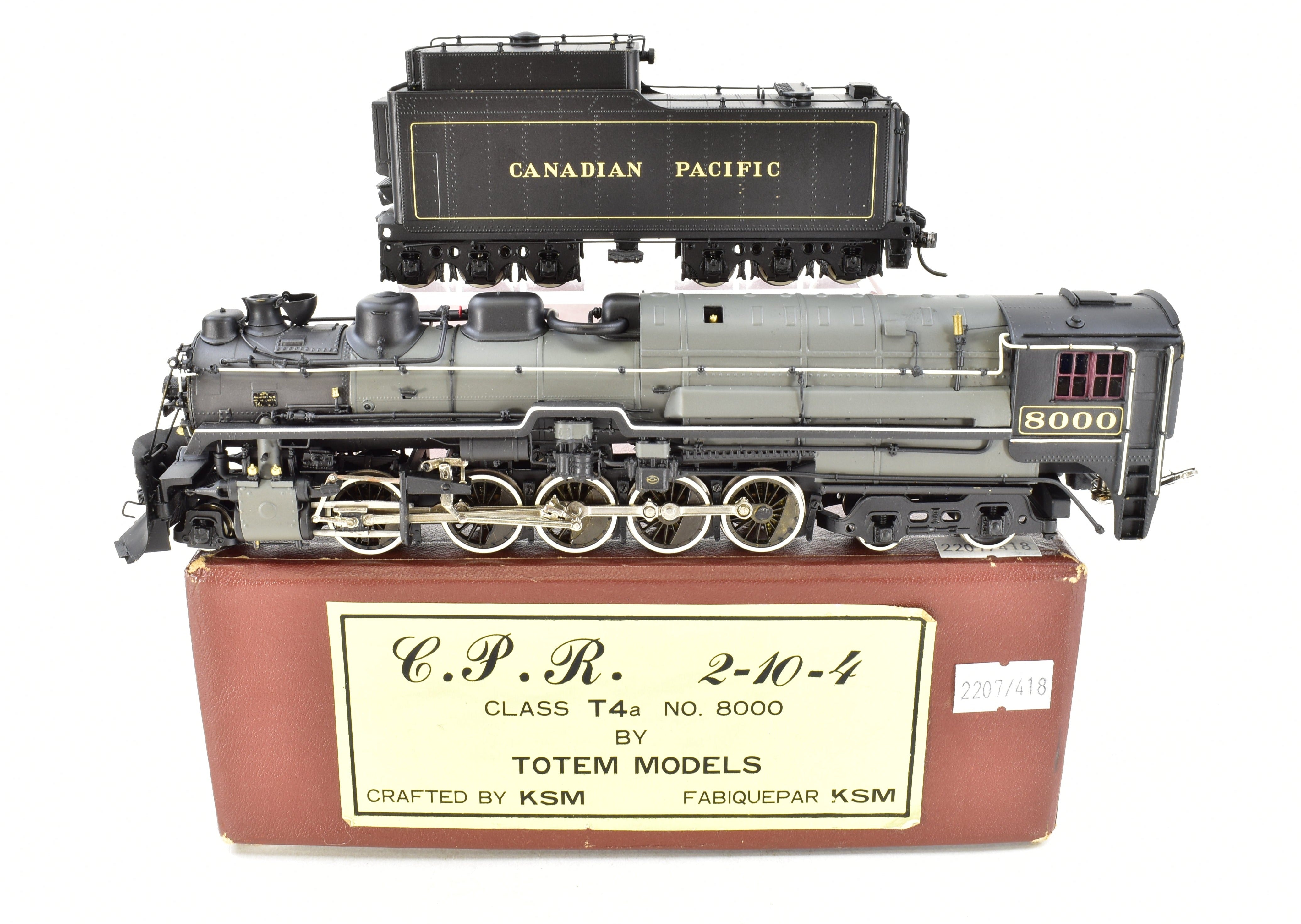 HO Scale Brass Canadian Pacific Railway T4a 2-10-4 Locomotive Model - Totem Models, CP No. 8000