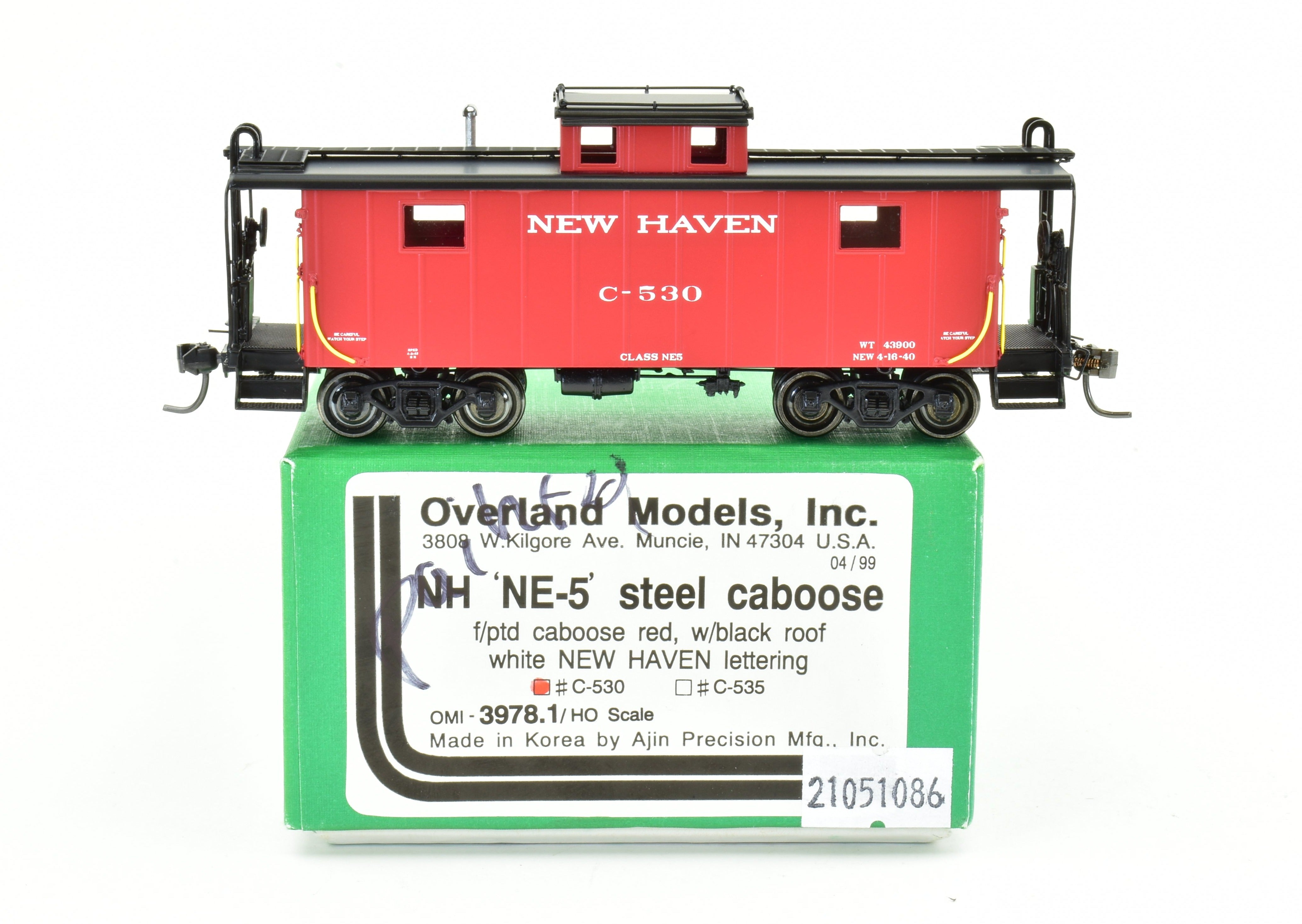 HO Scale Brass NH - New Haven NE - 5 Steel Caboose FP #C - 530 by OMI