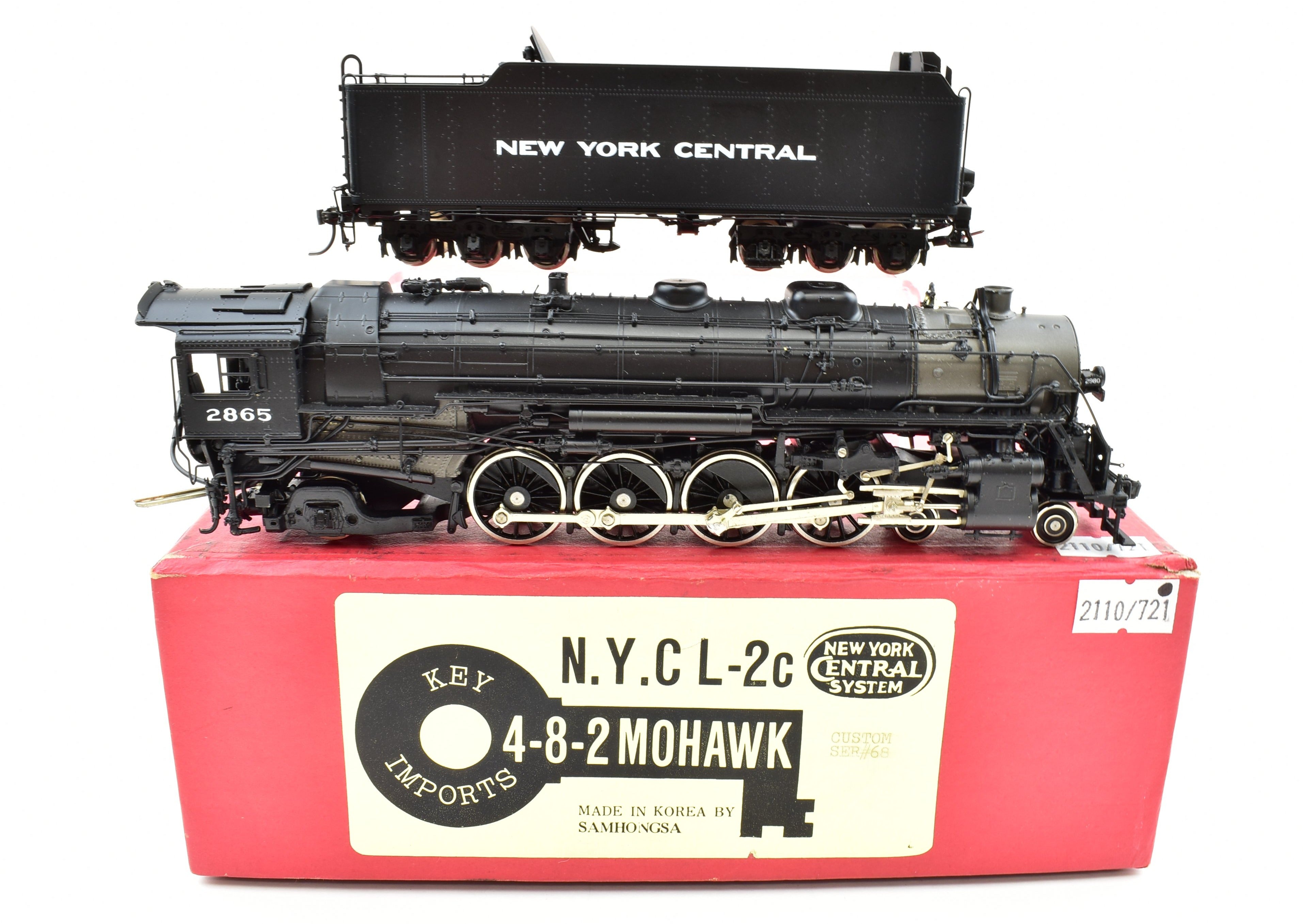 High - Quality HO Scale Brass Model Train by Key Imports NYC - New York Central L - 2c 4 - 8 - 2 Mohawk 1989 Run Custom Series CS - 68