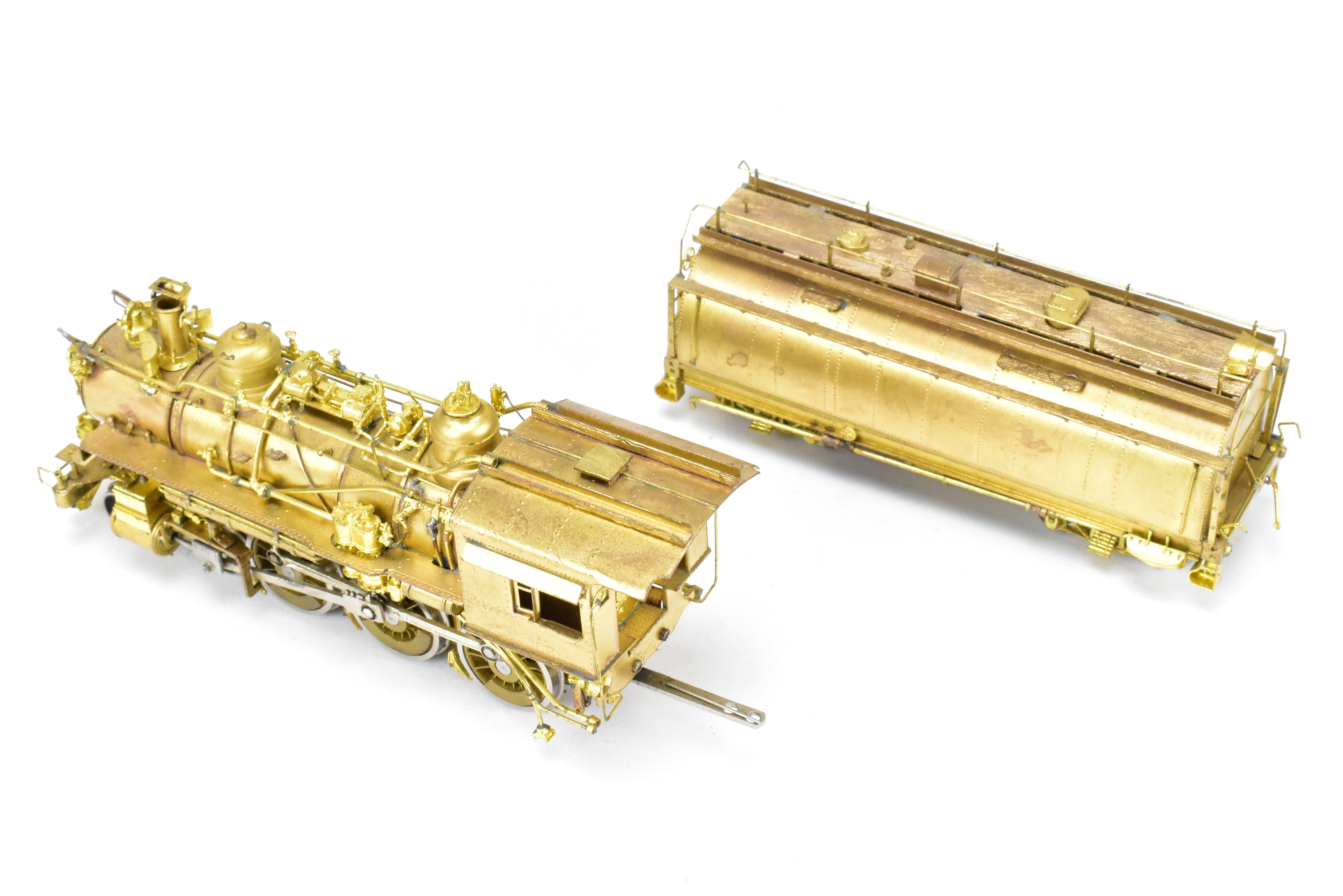 1977 HO Brass Southern Pacific Fire Train Set T-1 4-6-0 with Two Tank Cars, Missing 2 Ladders