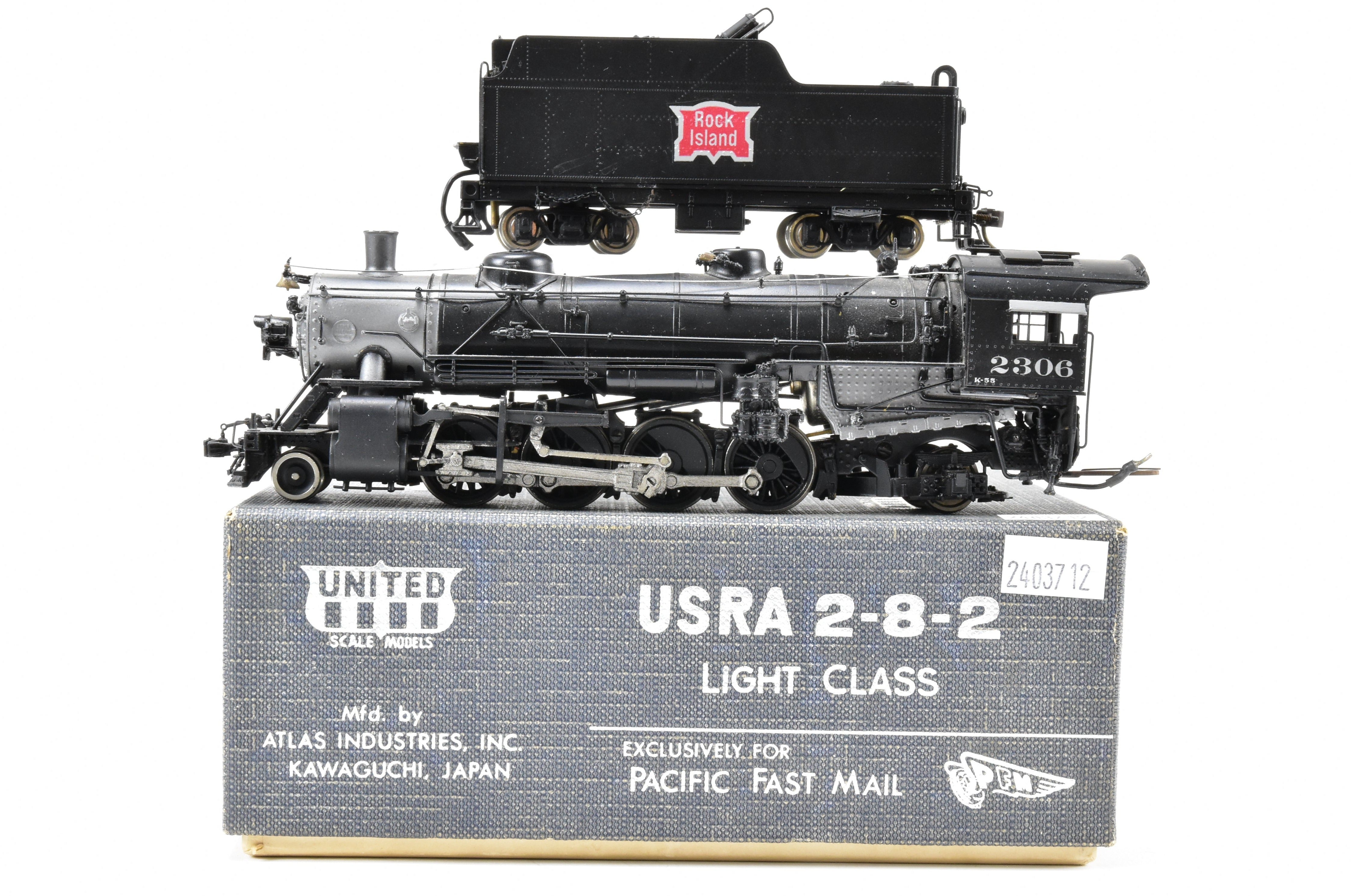 HO Scale Custom Painted Brass PFM Rock Island USRA 2-8-2 Light Mikado #2306