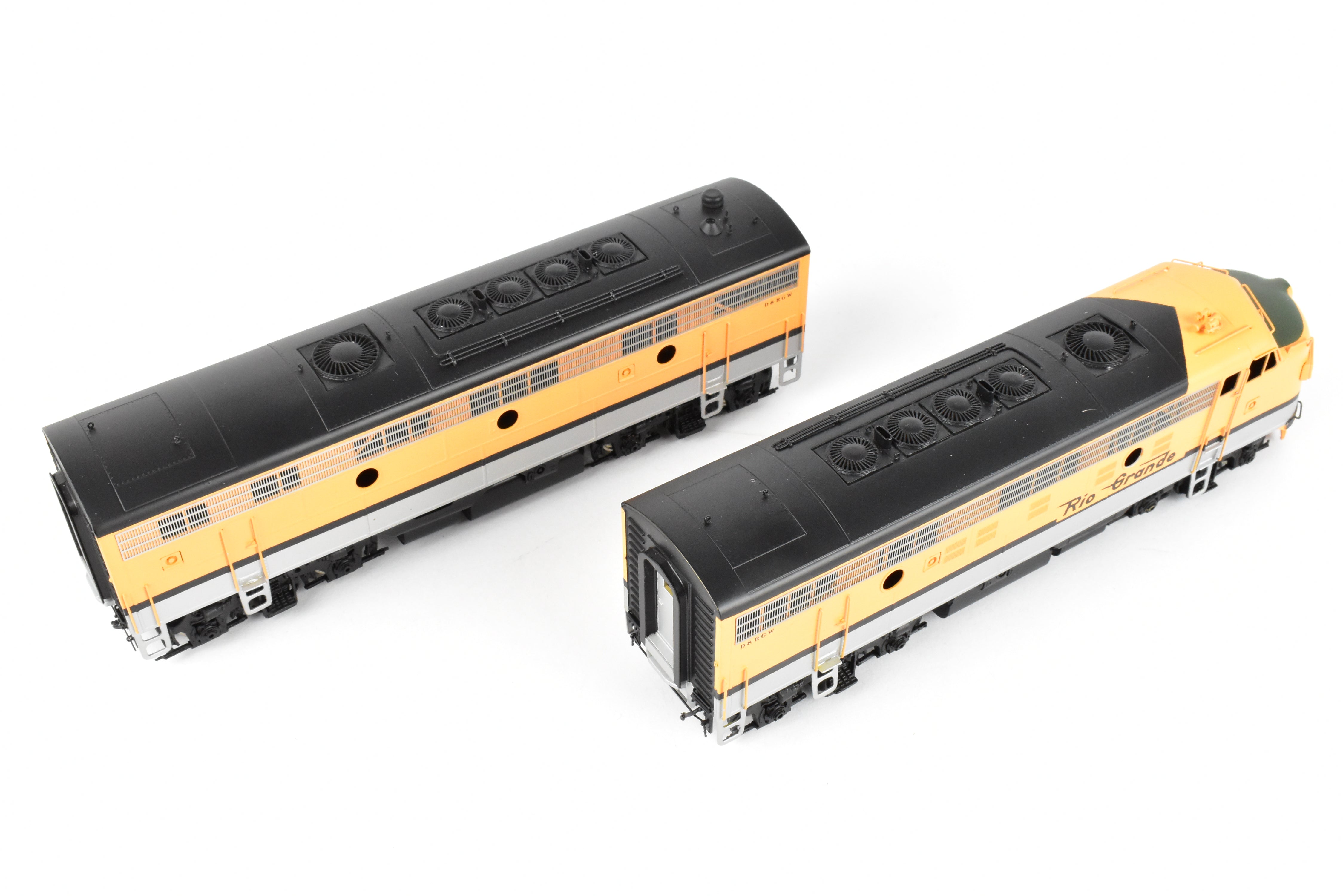 HO Scale Brass Model Train - Oriental Limited D&RGW Rio Grande EMD F9 A/B/B Set with 1750 HP Each and Factory Painted Finish