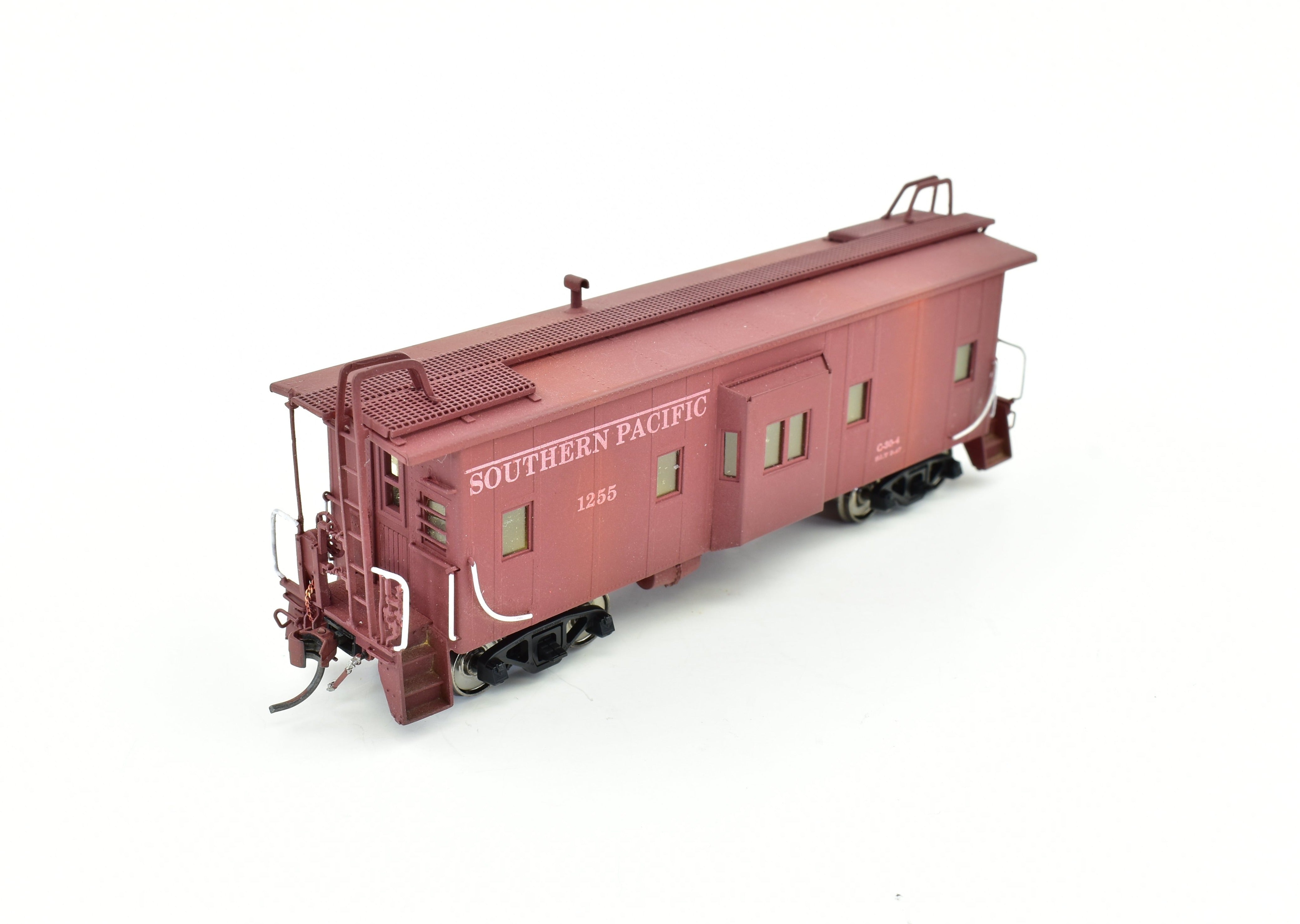 HO Scale Brass Precision Scale Co. Model of Southern Pacific C-30-4 Bay Window Caboose with Custom Painting and Weathering, Imported from Korea in 1990