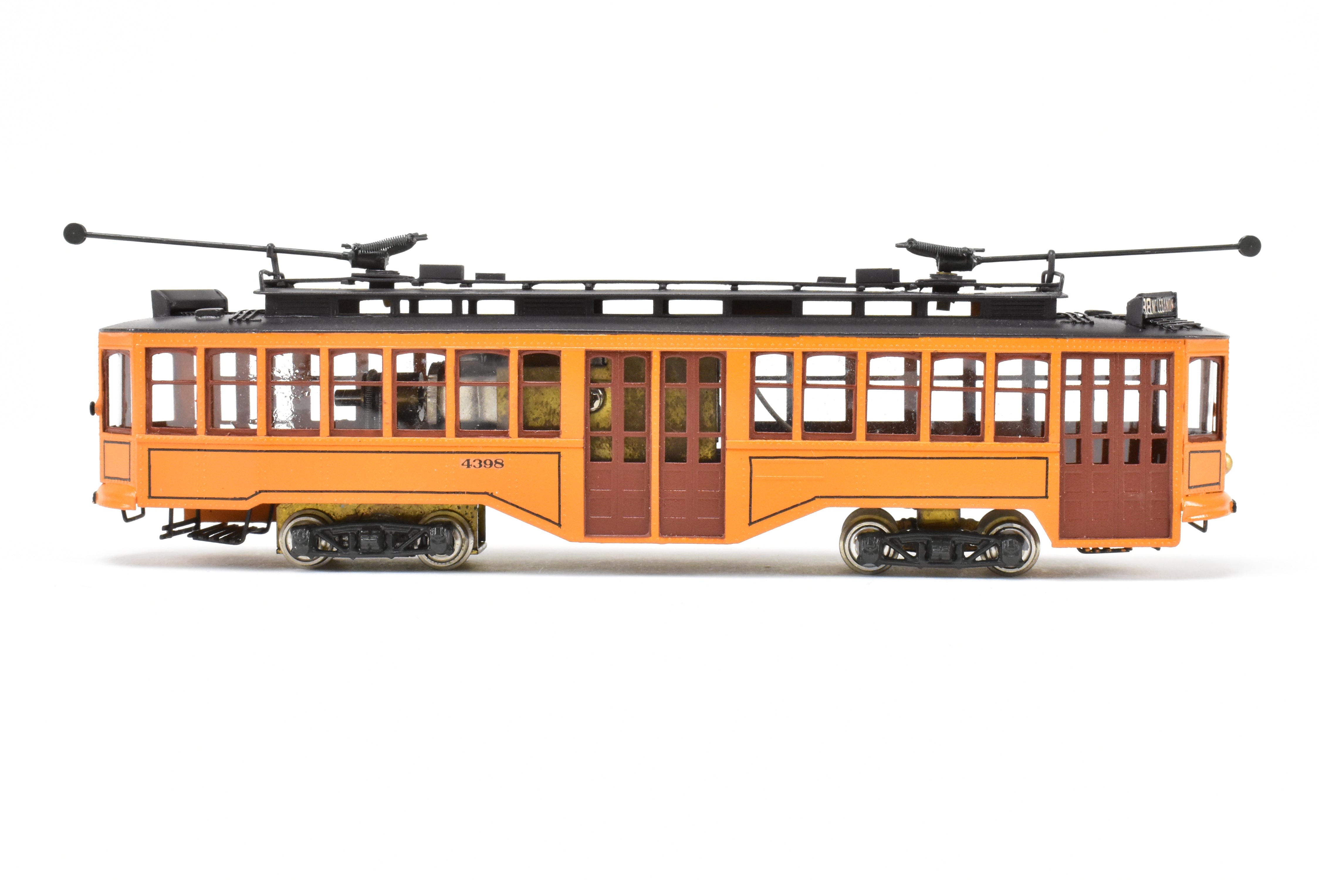 HO Scale Brass Custom-Painted Double-Ended Pittsburgh Railway Co. Jones Trolley Car #4398