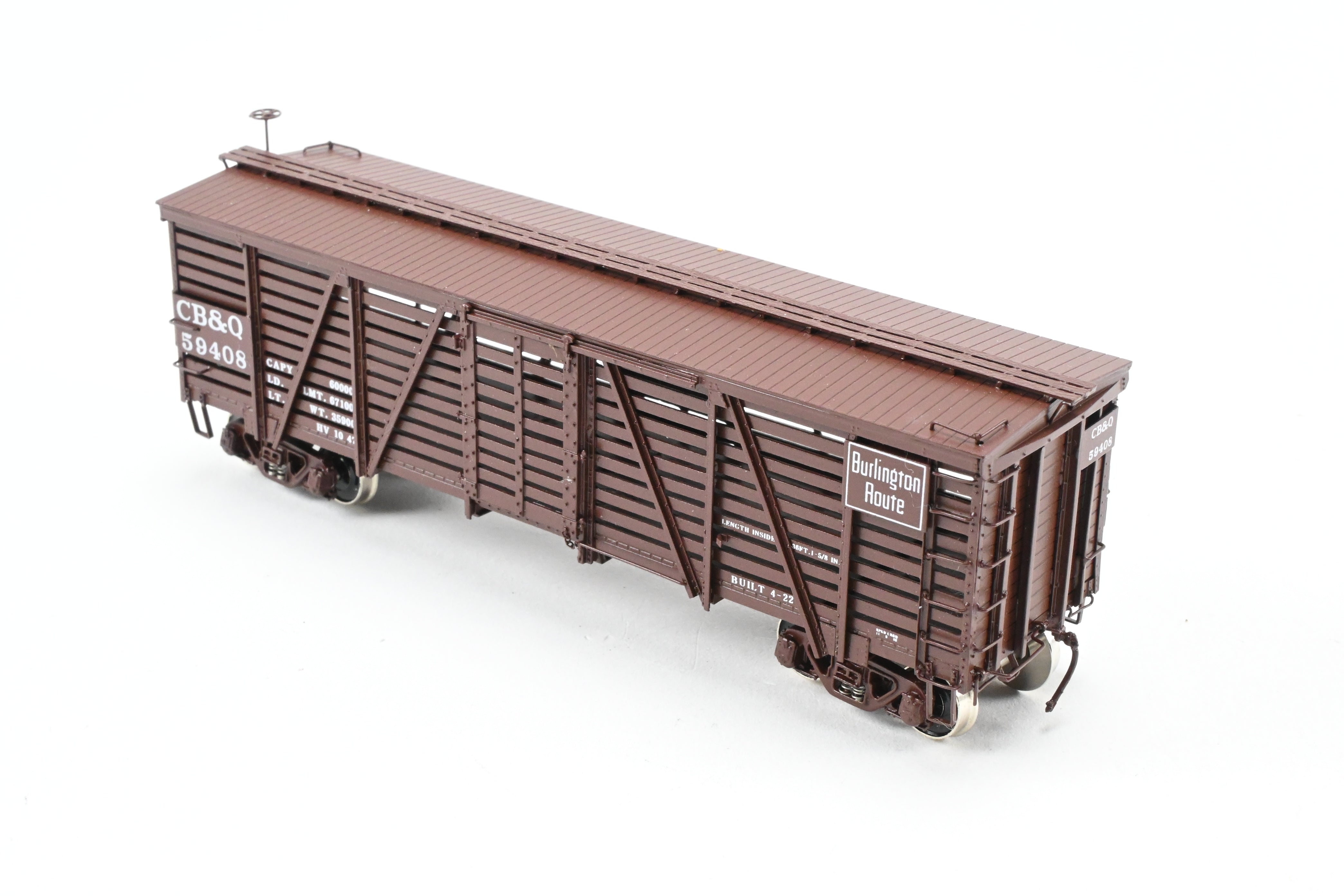 HO Scale Brass CIL - Challenger Imports CB&Q - Burlington Route Class SM-16 36-Foot Stock Car, Factory Painted, Road Number 59408
