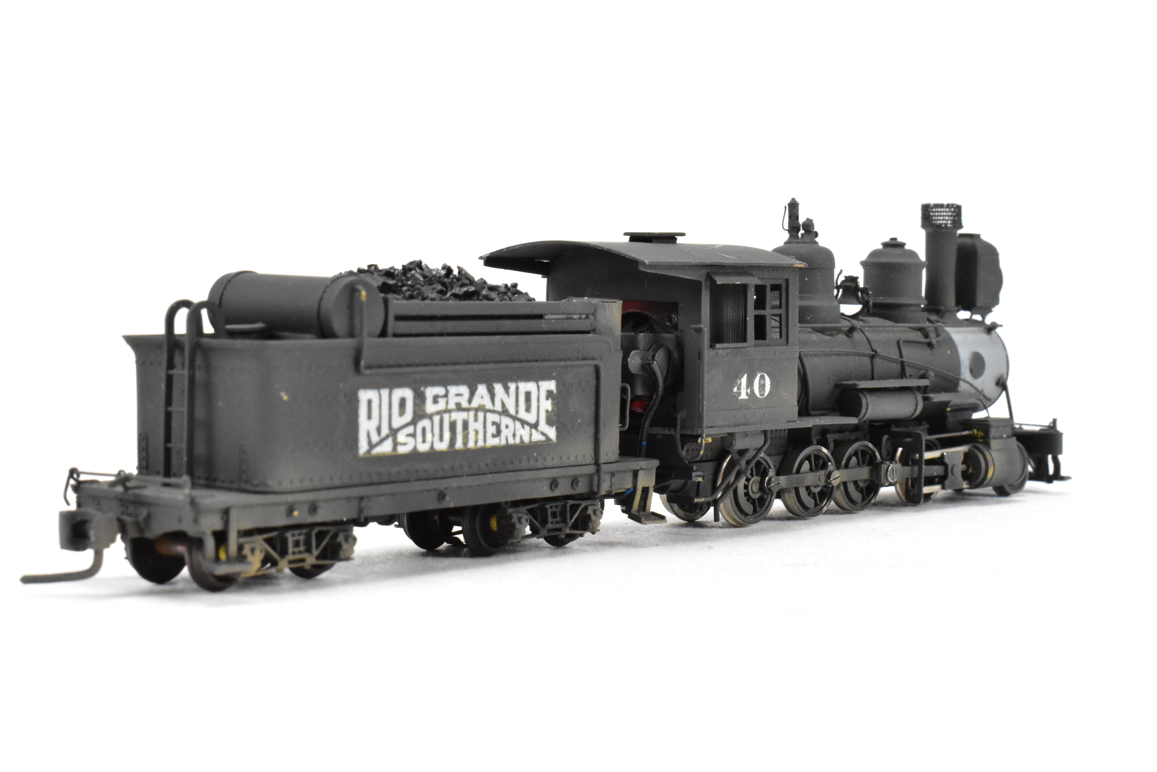 HOn3 Scale Brass Balboa Model Train - Rio Grande Southern C - 19 #40 2 - 8 - 0 Locomotive with Light Weathering and Added Details