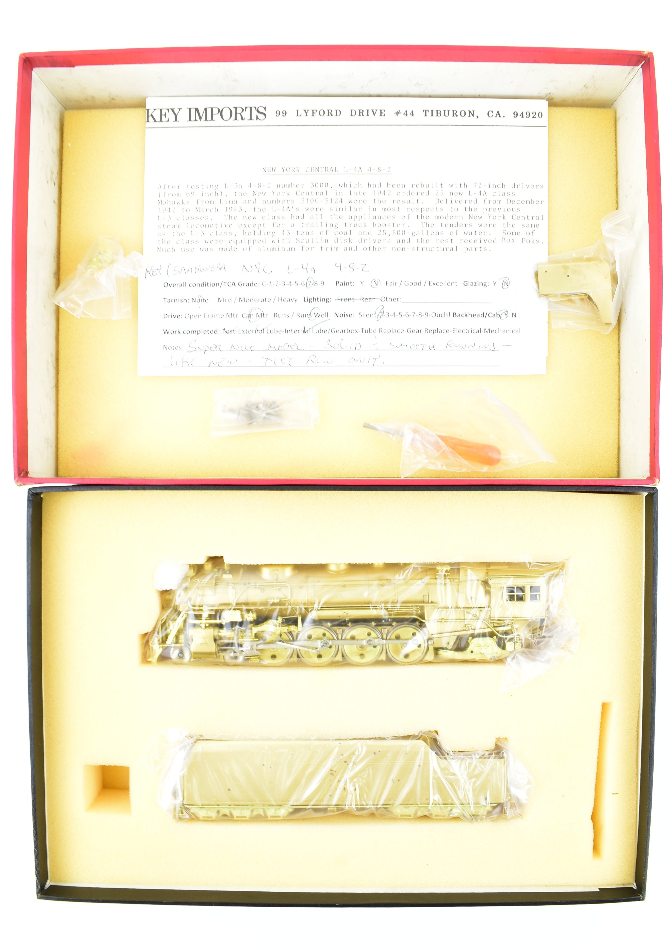 HO Scale Brass Model Train Key Imports from NYC - New York Central L - 4a 4 - 8 - 2 Mohawk Replica of 1983 Run