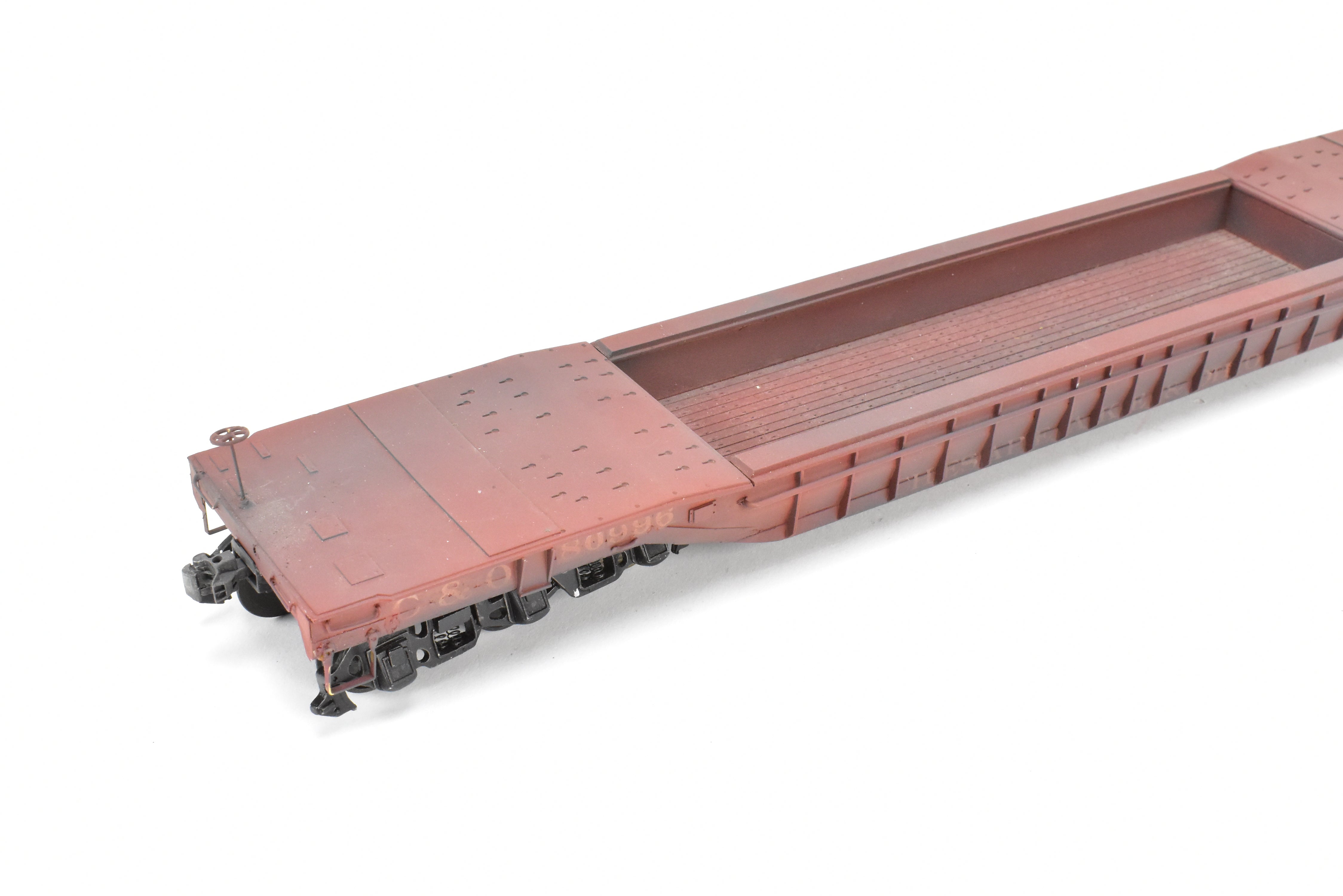 Custom-Built O Scale Metal C&O - Chesapeake & Ohio 61' Well Hole Flat Car by Quality Craft