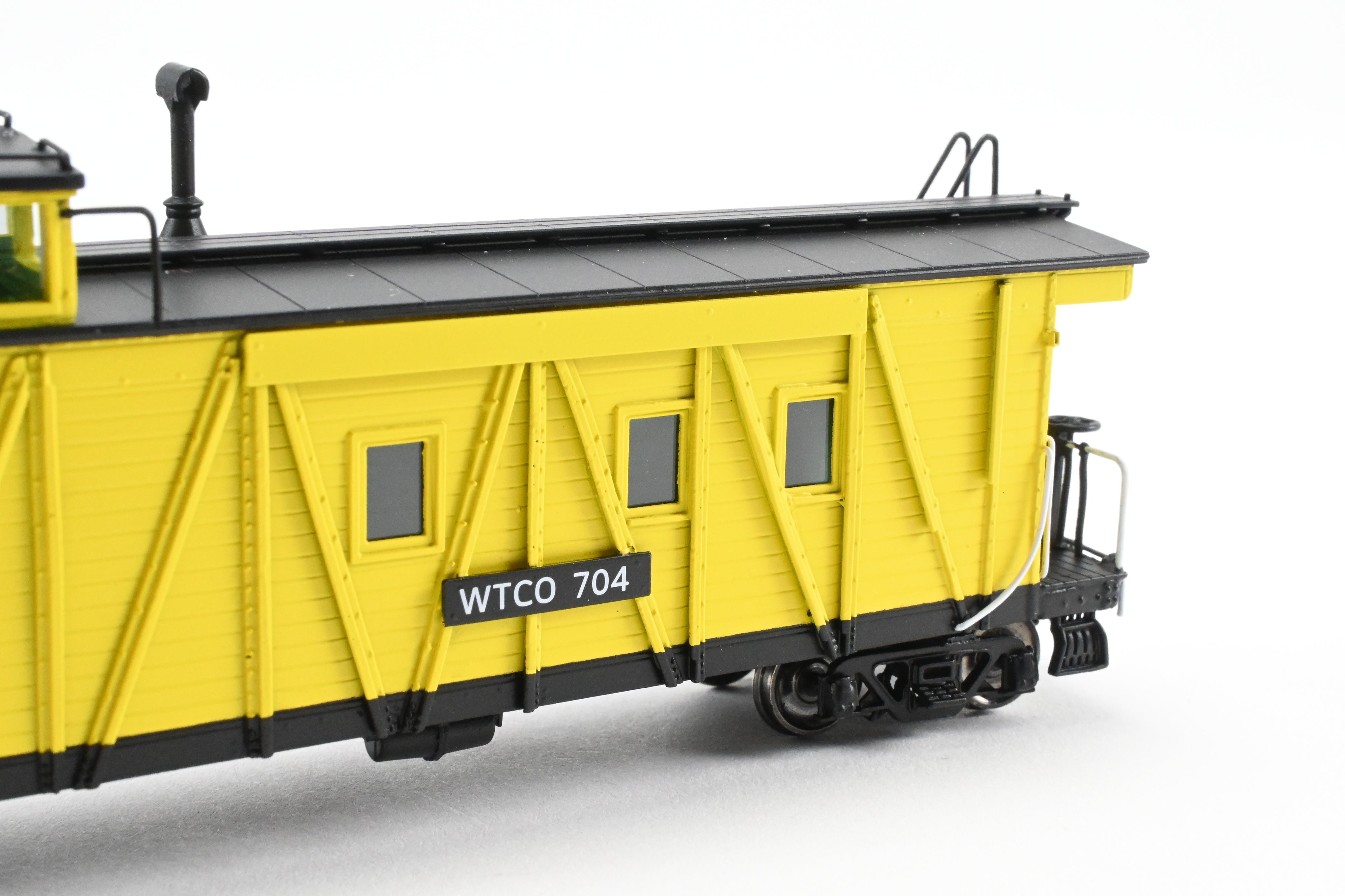 High - Quality HO Scale New Brass NBL - North Bank Line Weyerhaeuser Timber Caboose Model #704 FP in Bright Yellow