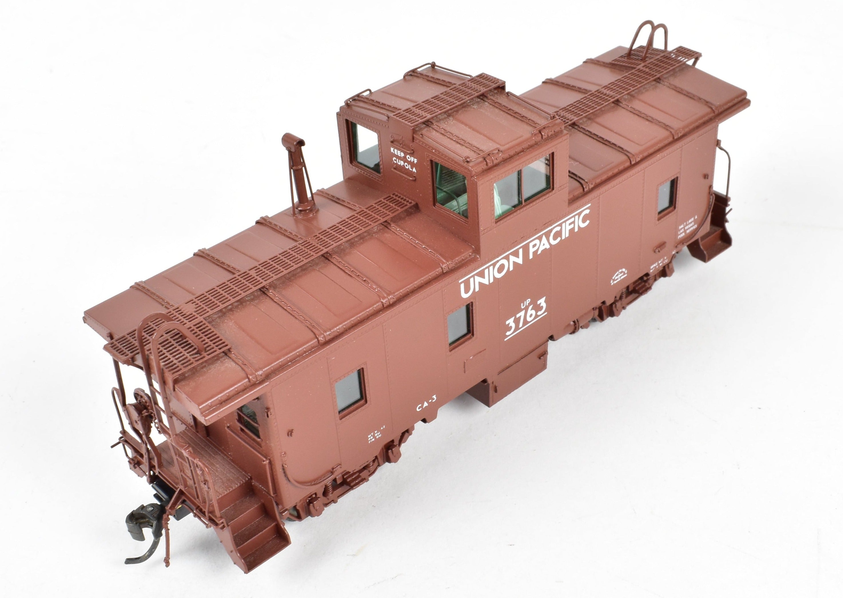 HO Scale Brass Union Pacific CA - 3 Caboose Model by Overland Models, Inc. (OMI), 2000 Run, Freight Car Red with Original White Lettering, FP No. 3763