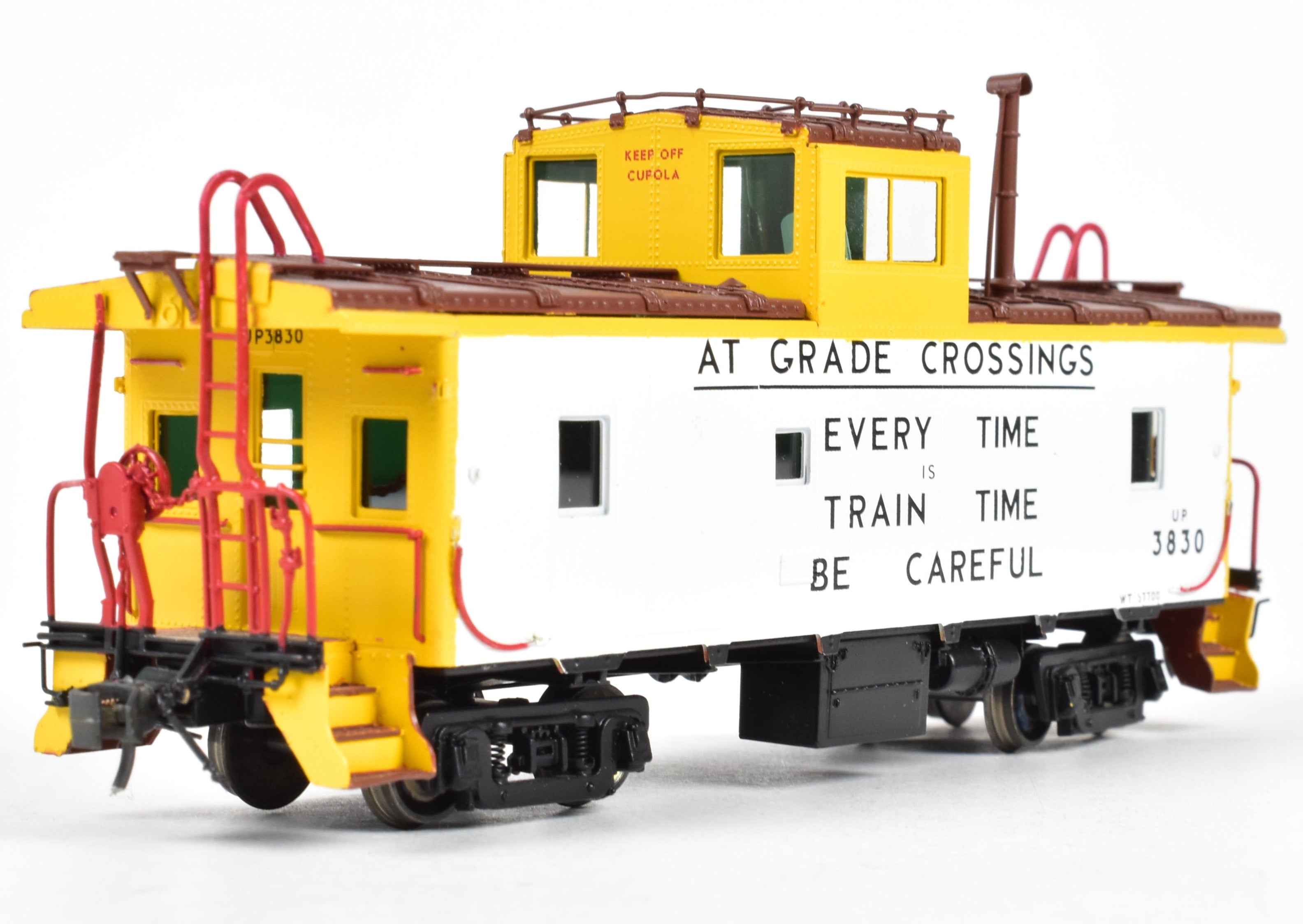 HO Brass OMI UP Union Pacific CA - 4 Steel Caboose 3830 with Safety Slogans