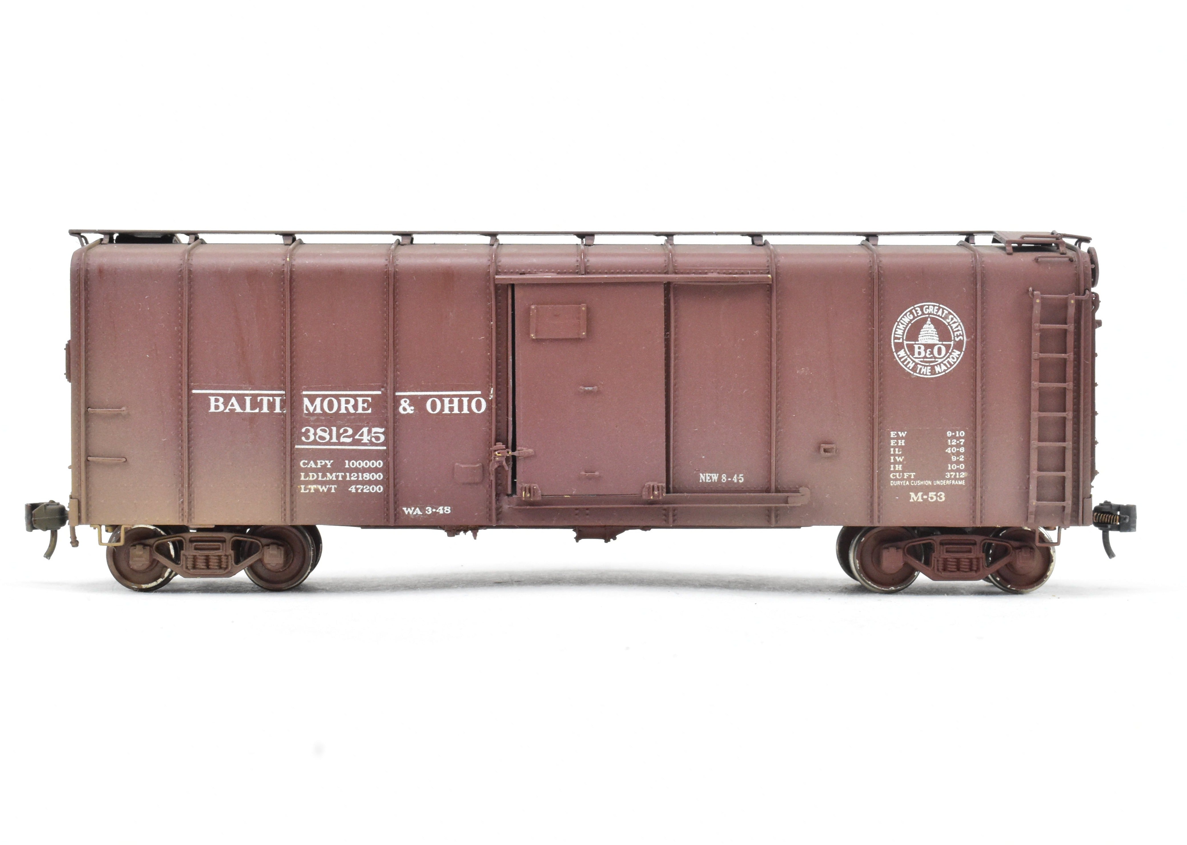 HO Brass OMI B&O M-53 Weathered Wagon Top Boxcar by Overland Models