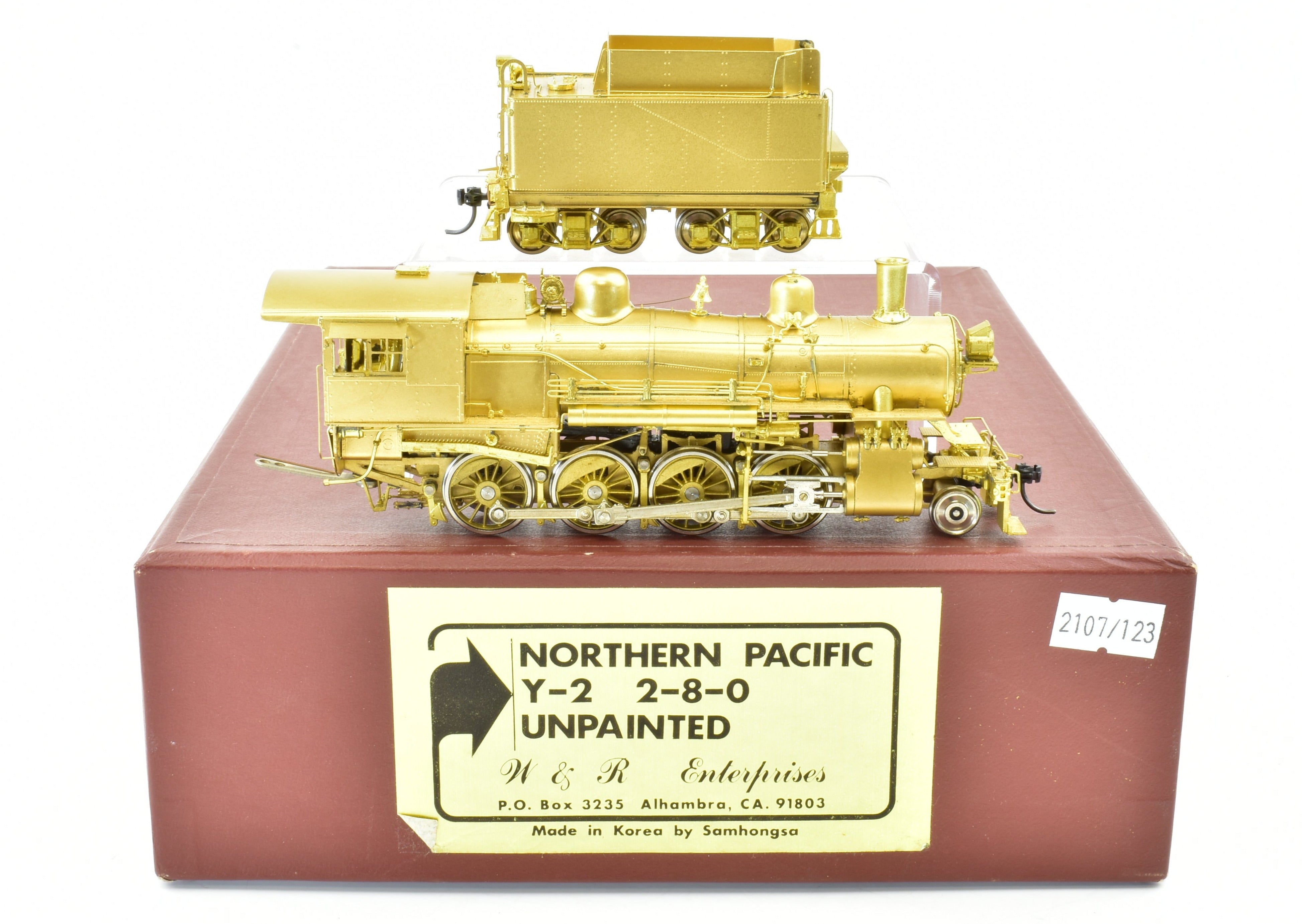 HO Scale Brass Model Train Engine - W&R Enterprises NP Northern Pacific Y - 2 2 - 8 - 0 Steam Locomotive