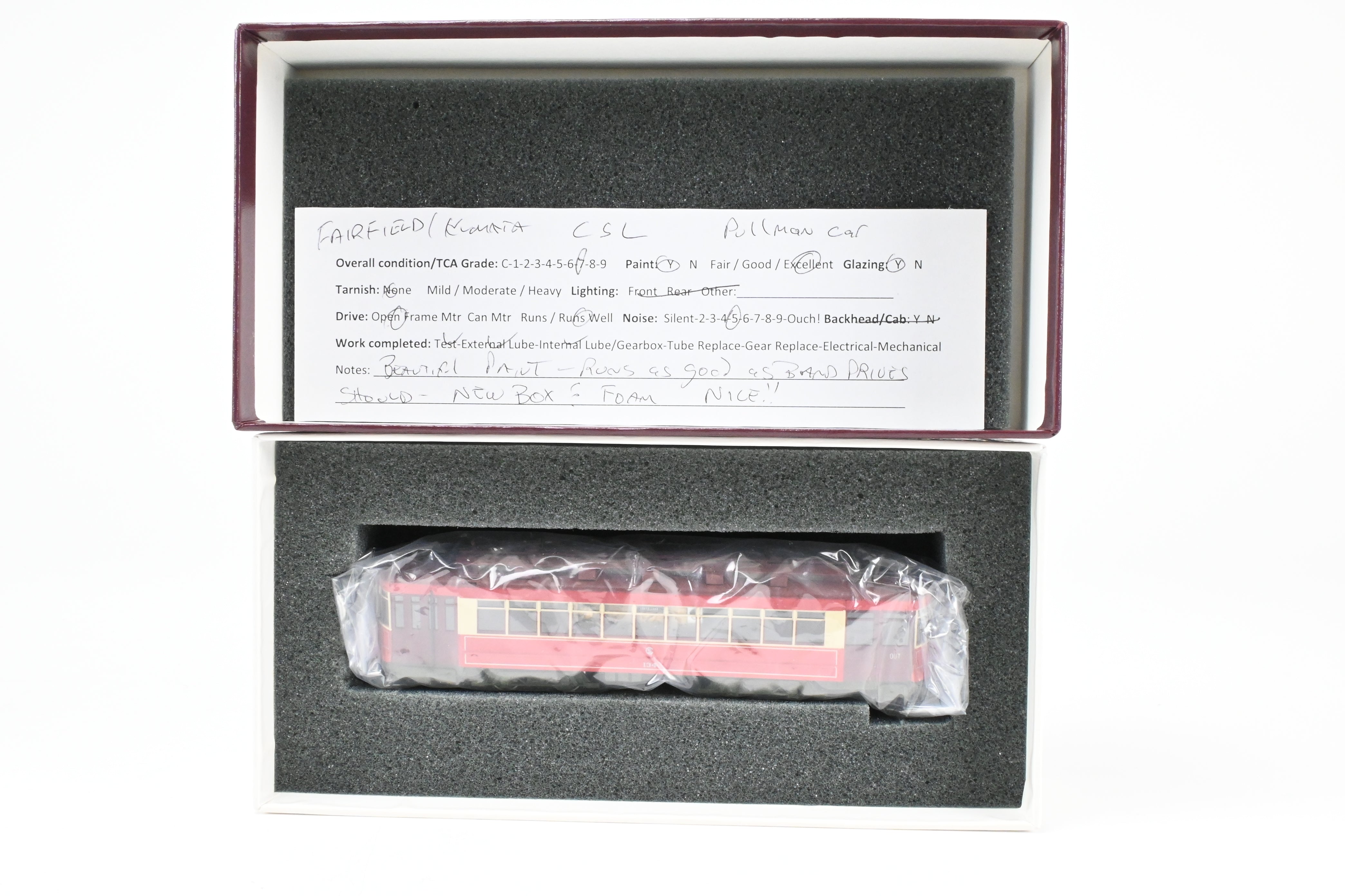 High - Quality HO Scale Brass Chicago Surface Lines Pullman Car Model - Fairfield Models 343 CSL, Custom Painted as No. 134, with Reboxx Packaging