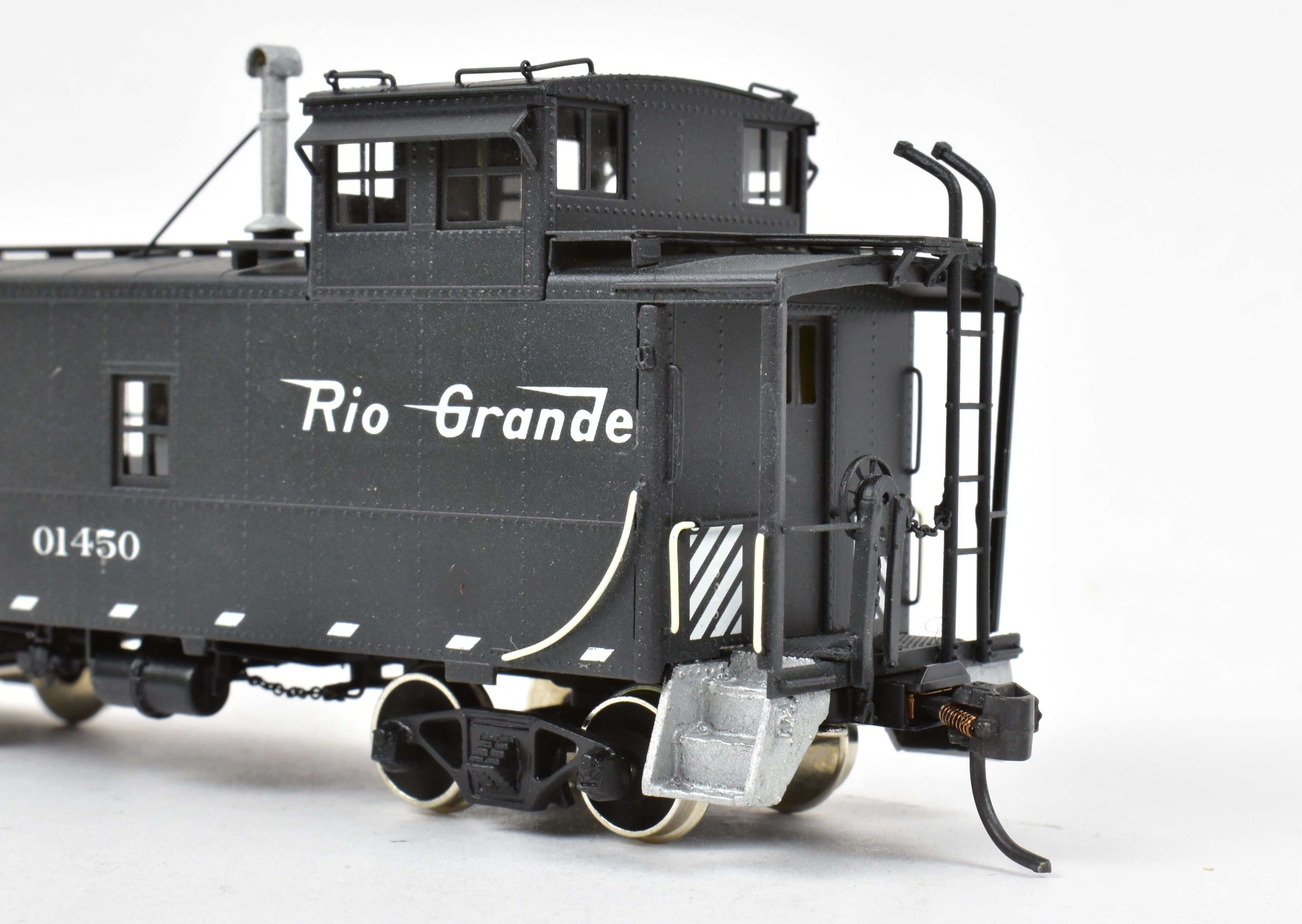 HO Scale Brass Model Train Caboose - Overland Models, Inc. Denver & Rio Grande Western Steel Caboose FP No. 01450
