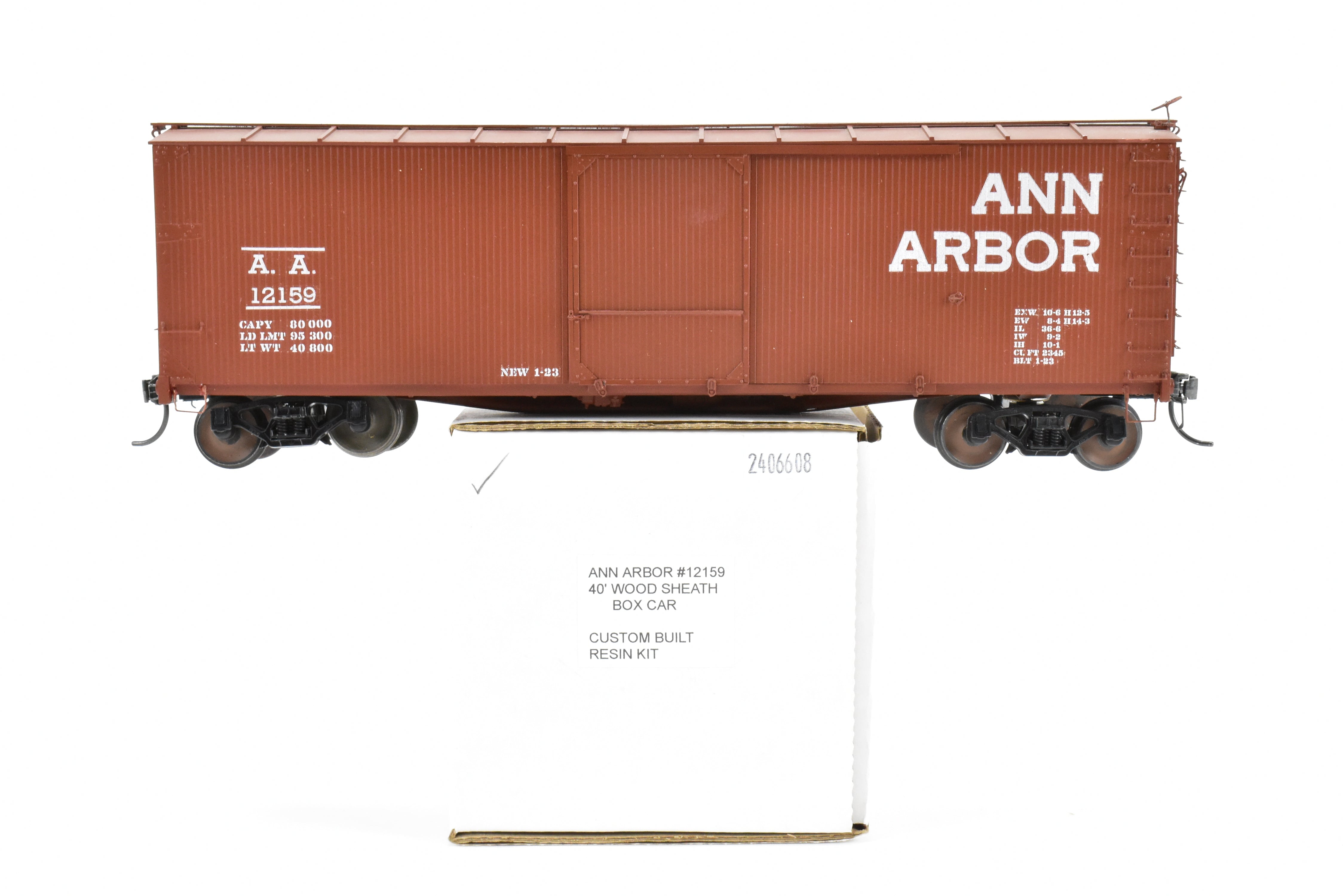 O Scale Model Train Collectible: Rails Unlimited Ann Arbor Custom-Built and Painted 40' USRA Double Sheath Boxcar