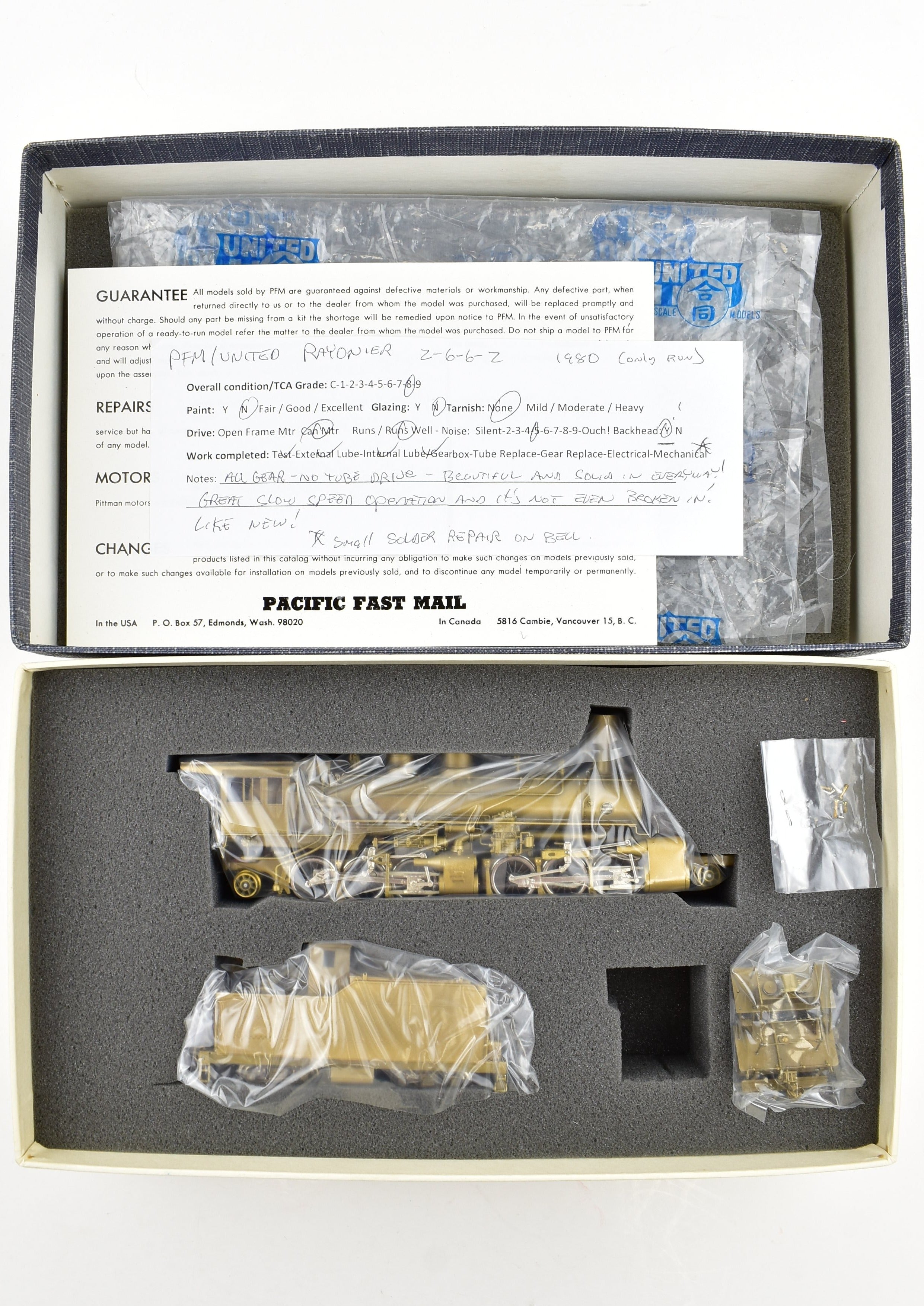 1980 HO Brass PFM United Rayonier 2-6-6-2 Articulated Model in Like-New Condition