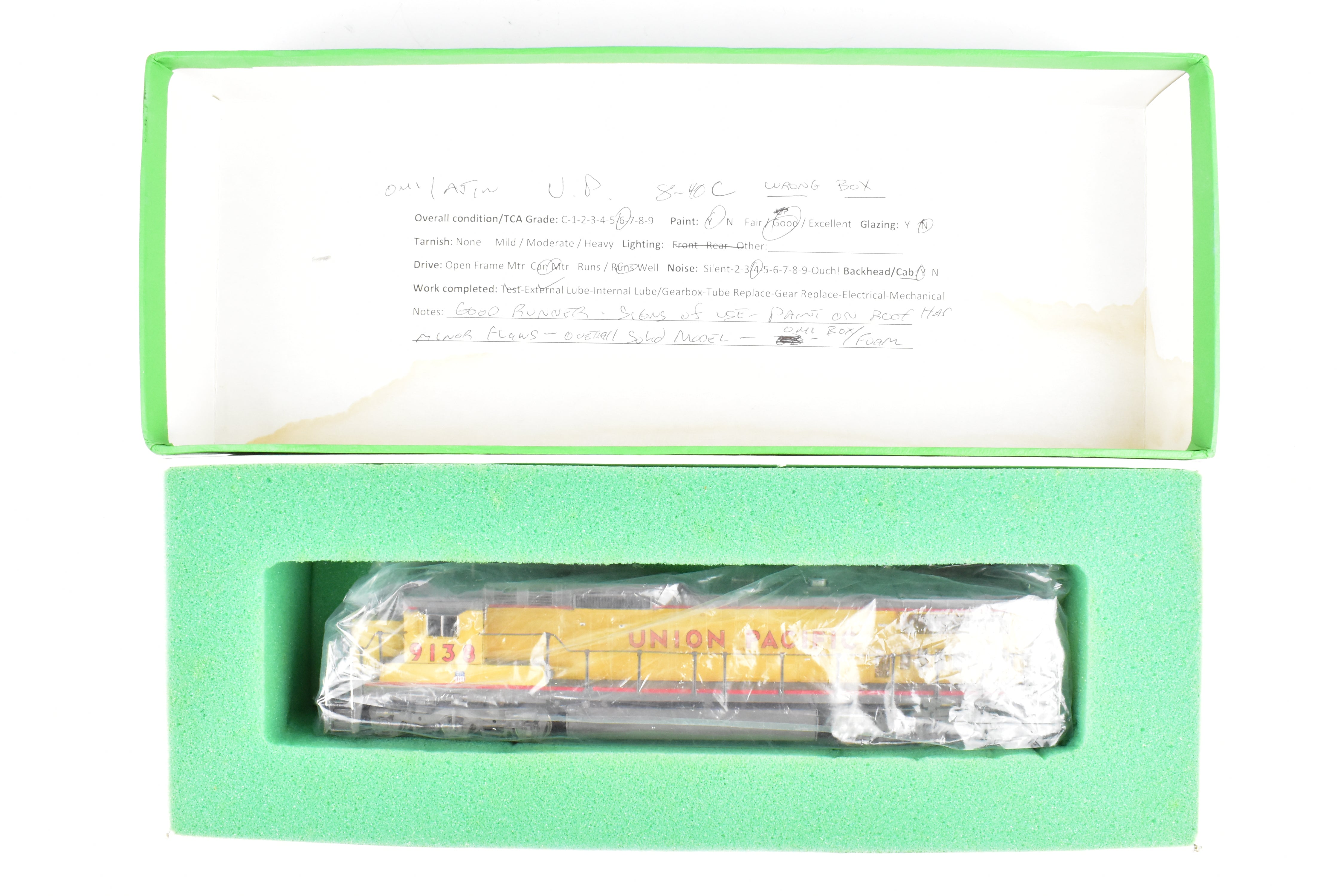 HO Scale Brass Union Pacific GE Dash 8 - 40C Custom Painted Locomotive Model No. 9138 by Overland Models, Inc. with Incorrect Box